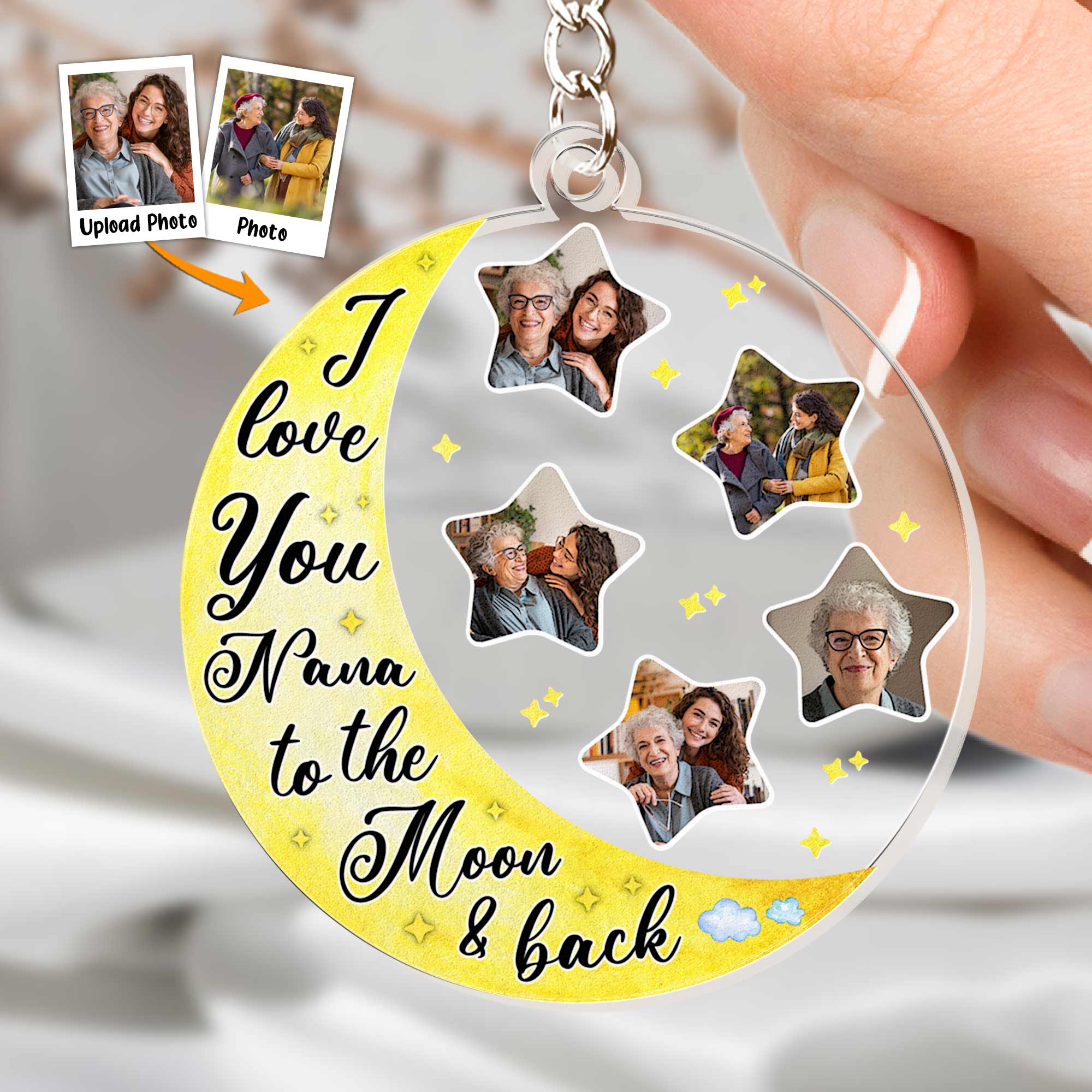 Love Nana To The Moon And Back - Personalized Acrylic Photo Keychain