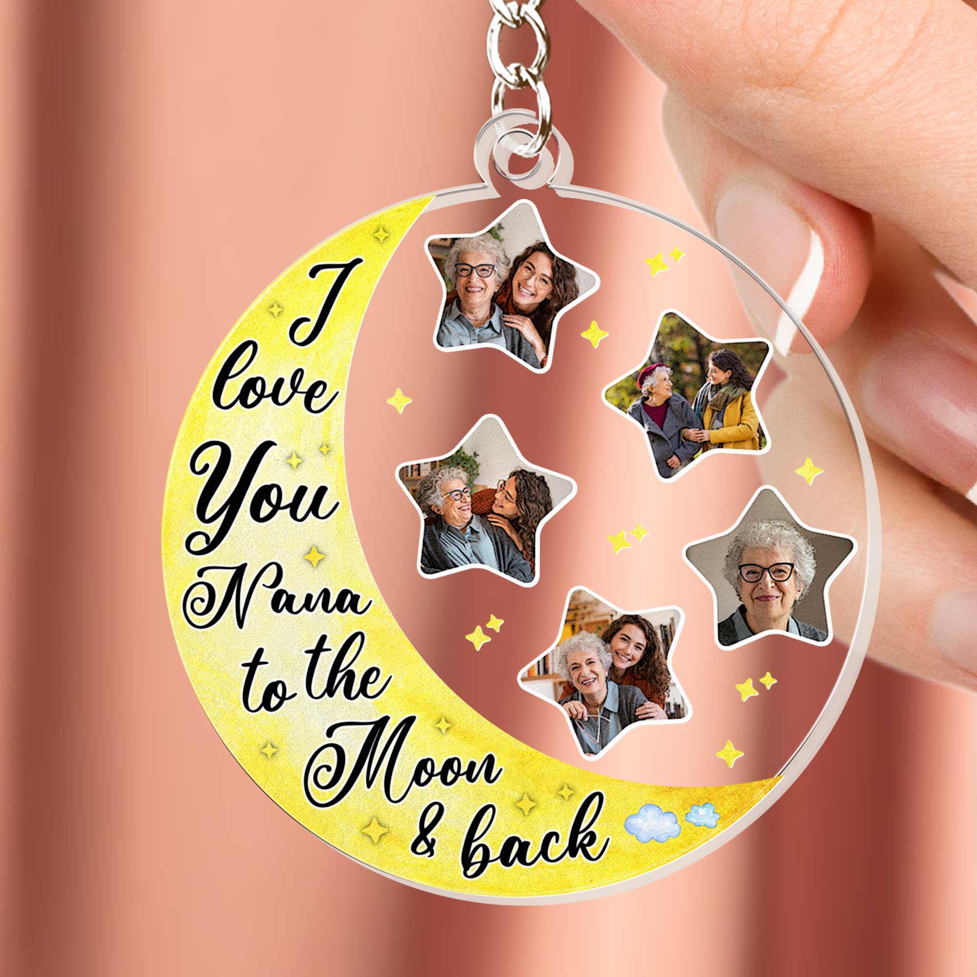 Love Nana To The Moon And Back - Personalized Acrylic Photo Keychain