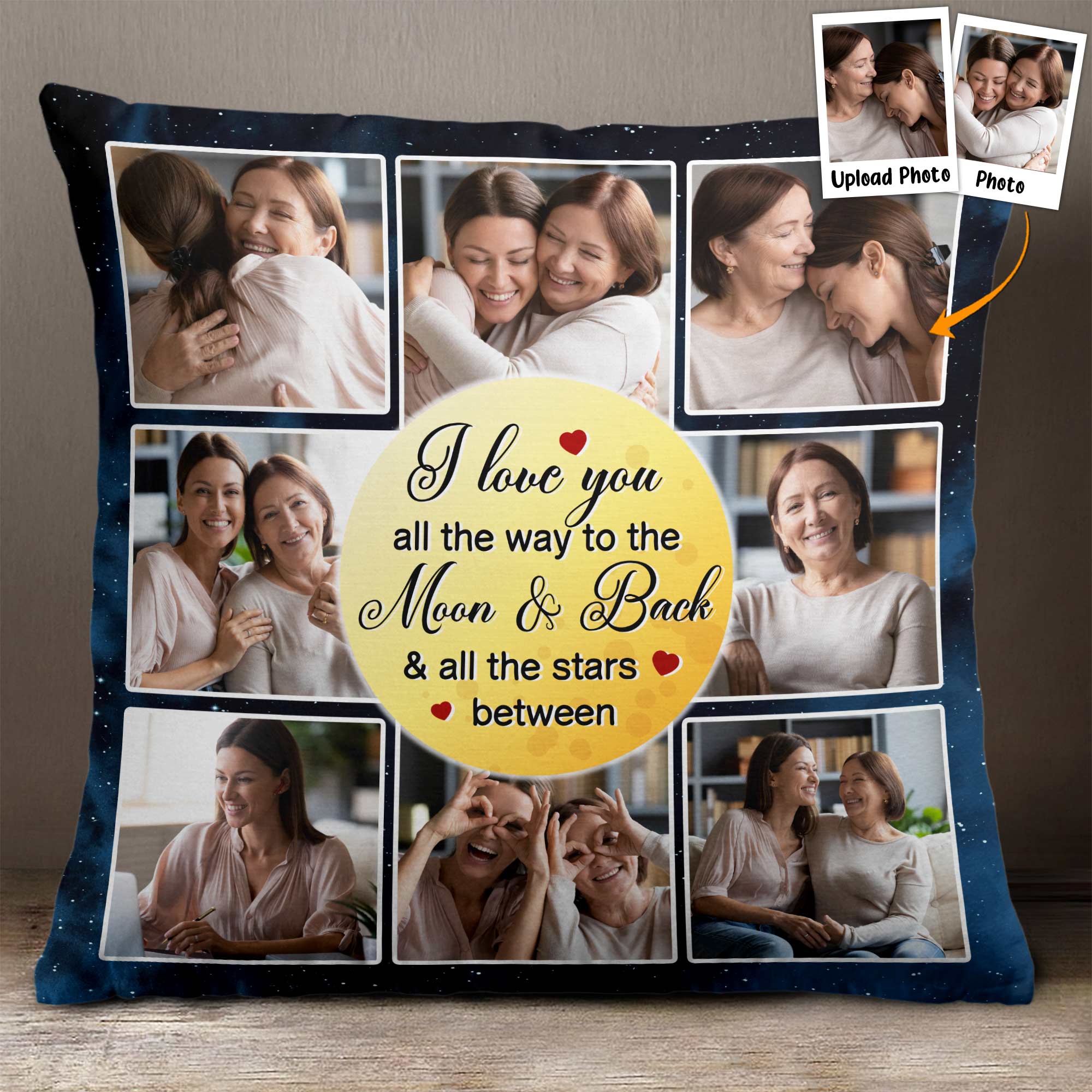 Love You All The Way - Personalized Photo Pillow