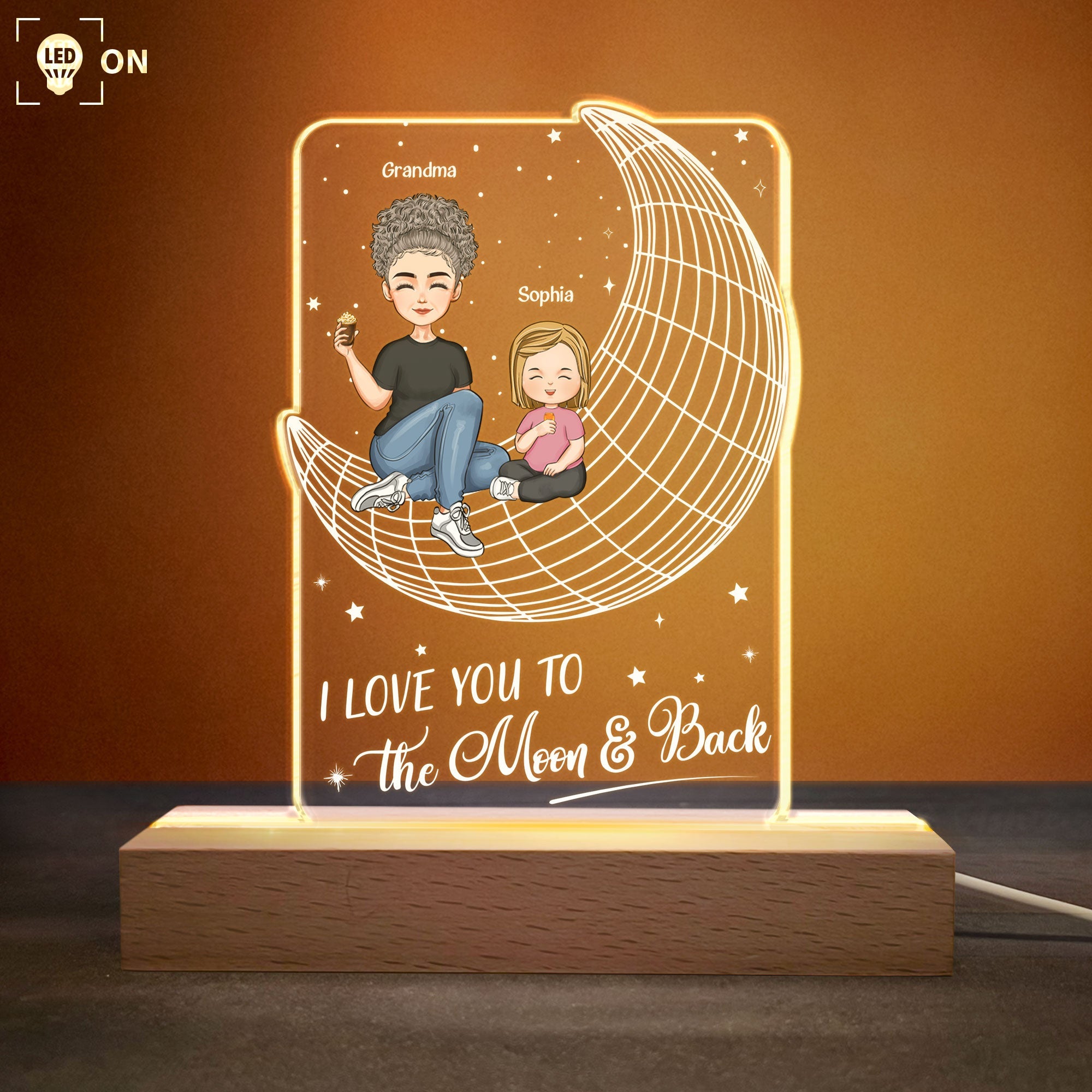 Love You To The Moon And Back - Personalized LED Light