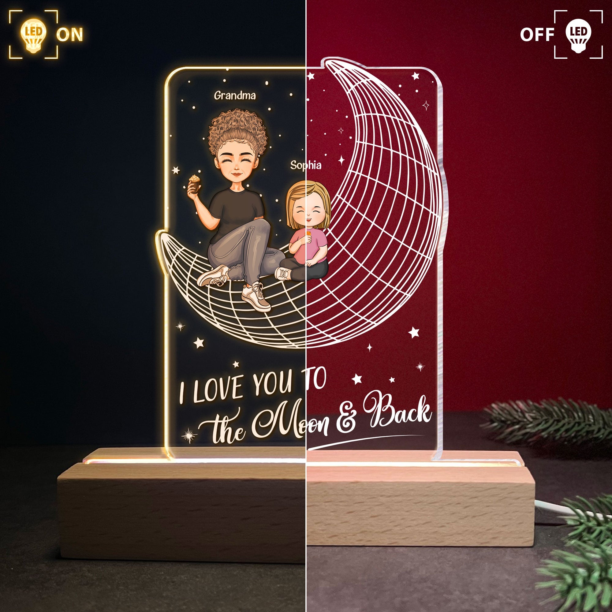 Love You To The Moon And Back - Personalized LED Light