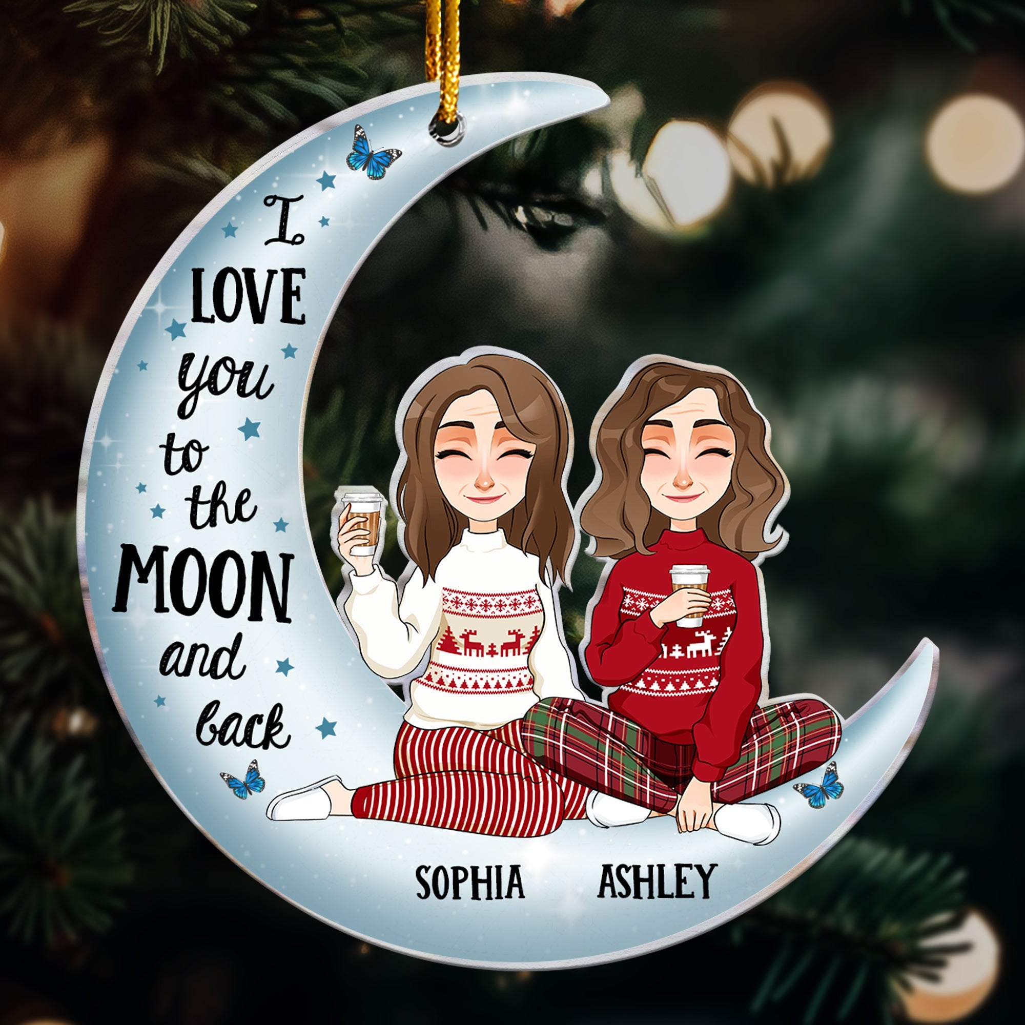 Love You To The Moon And Back - Personalized Acrylic Ornament