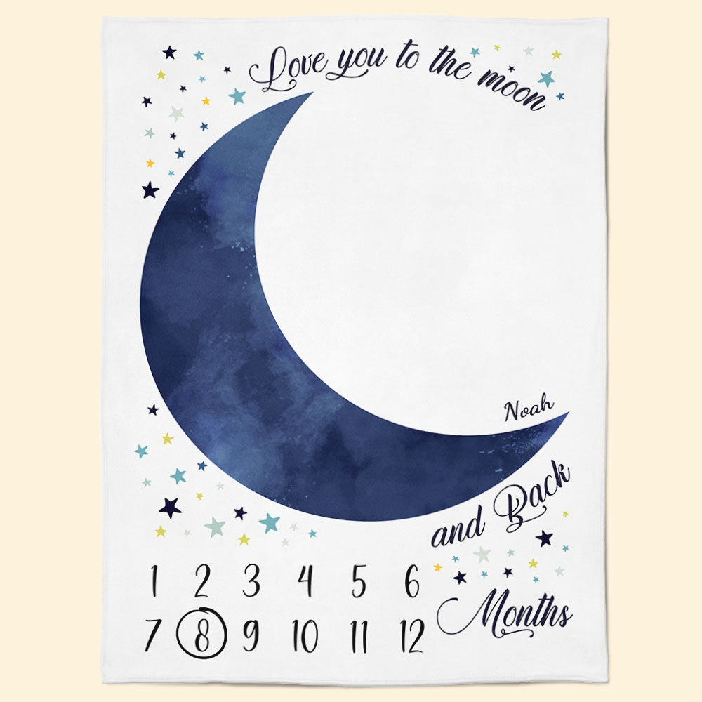 Love You To The Moon And Back - Personalized Baby Blanket