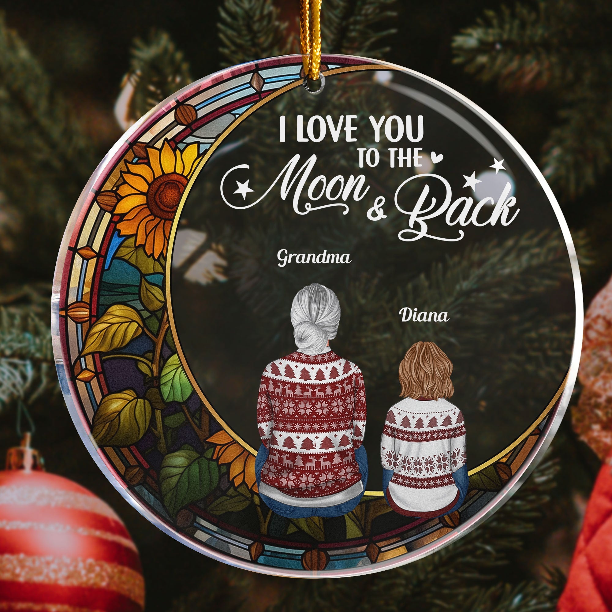 Love You To The Moon And Back - Personalized Circle Acrylic Ornament