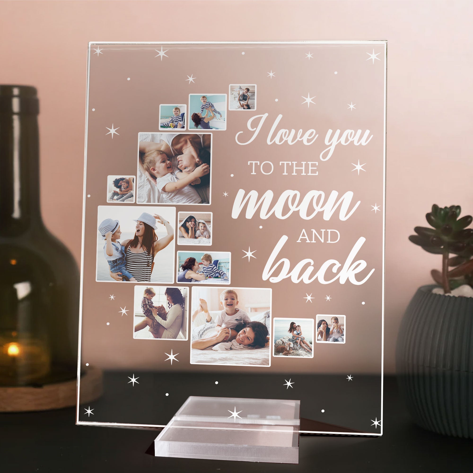 Love You To The Moon And Back - Personalized Photo Acrylic Plaque