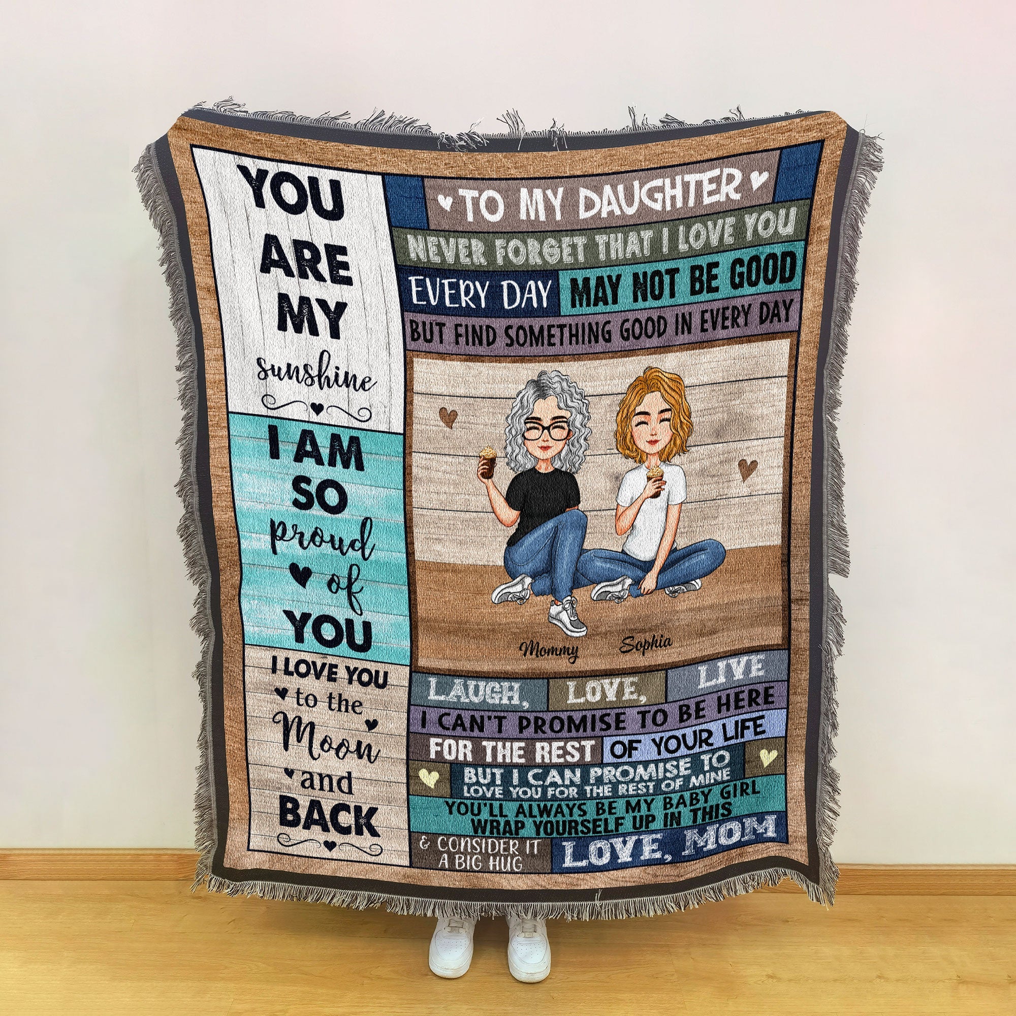 Love You To The Moon And Back - Personalized Woven Blanket