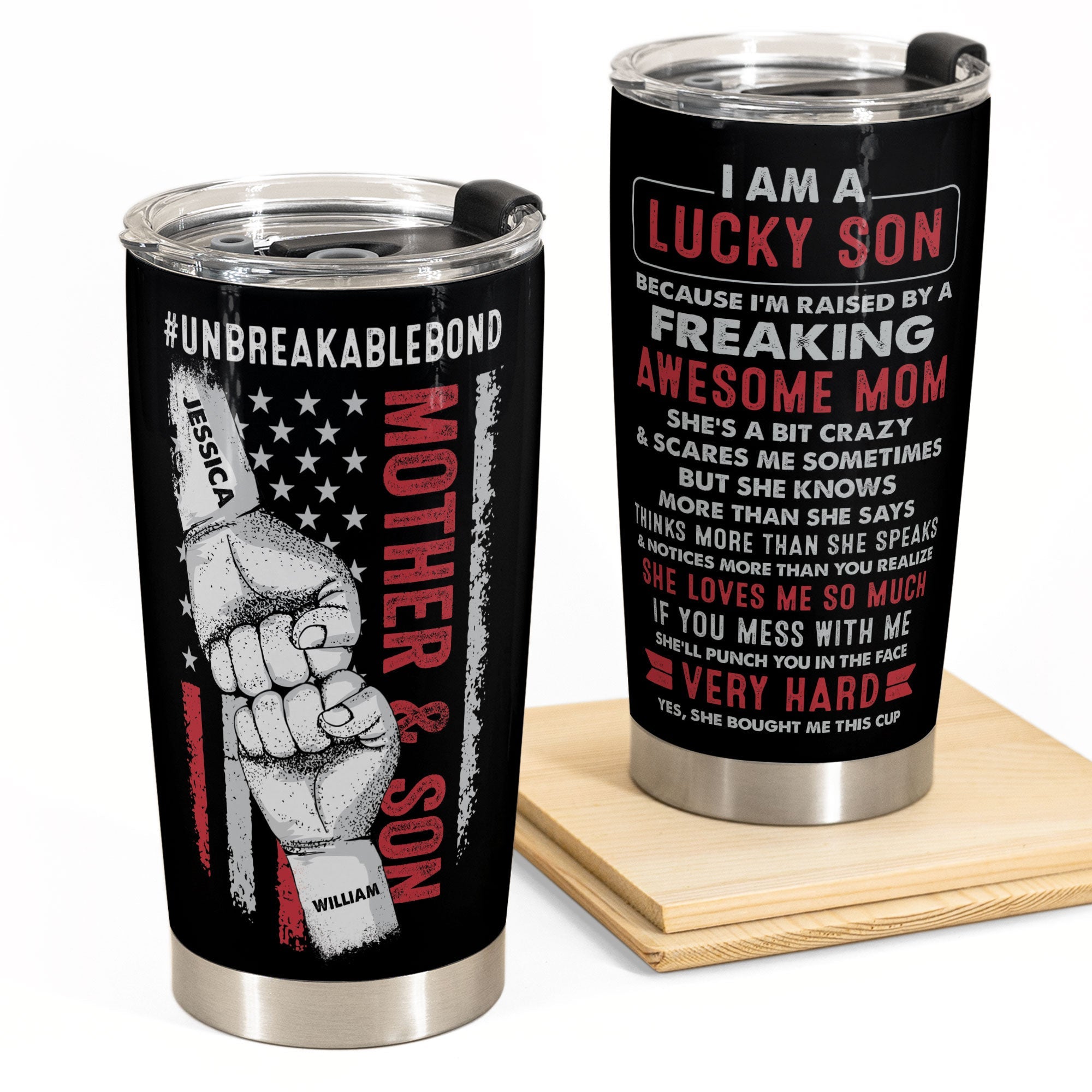 Lucky Son Of An Awesome Mom - Personalized Tumbler Cup