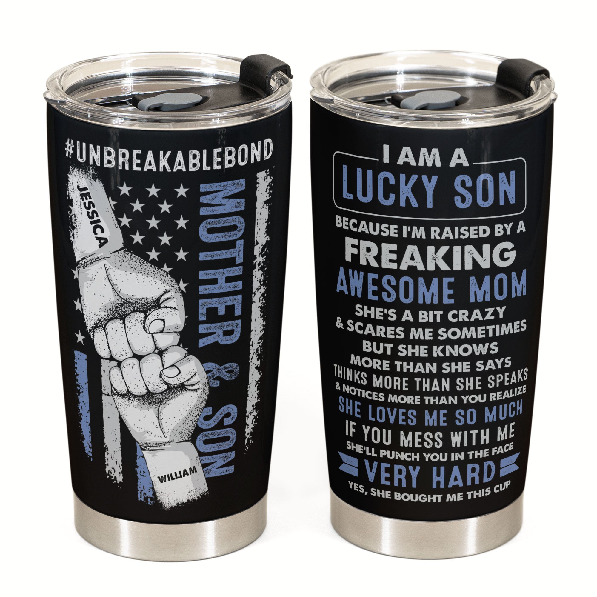 Lucky Son Of An Awesome Mom - Personalized Tumbler Cup