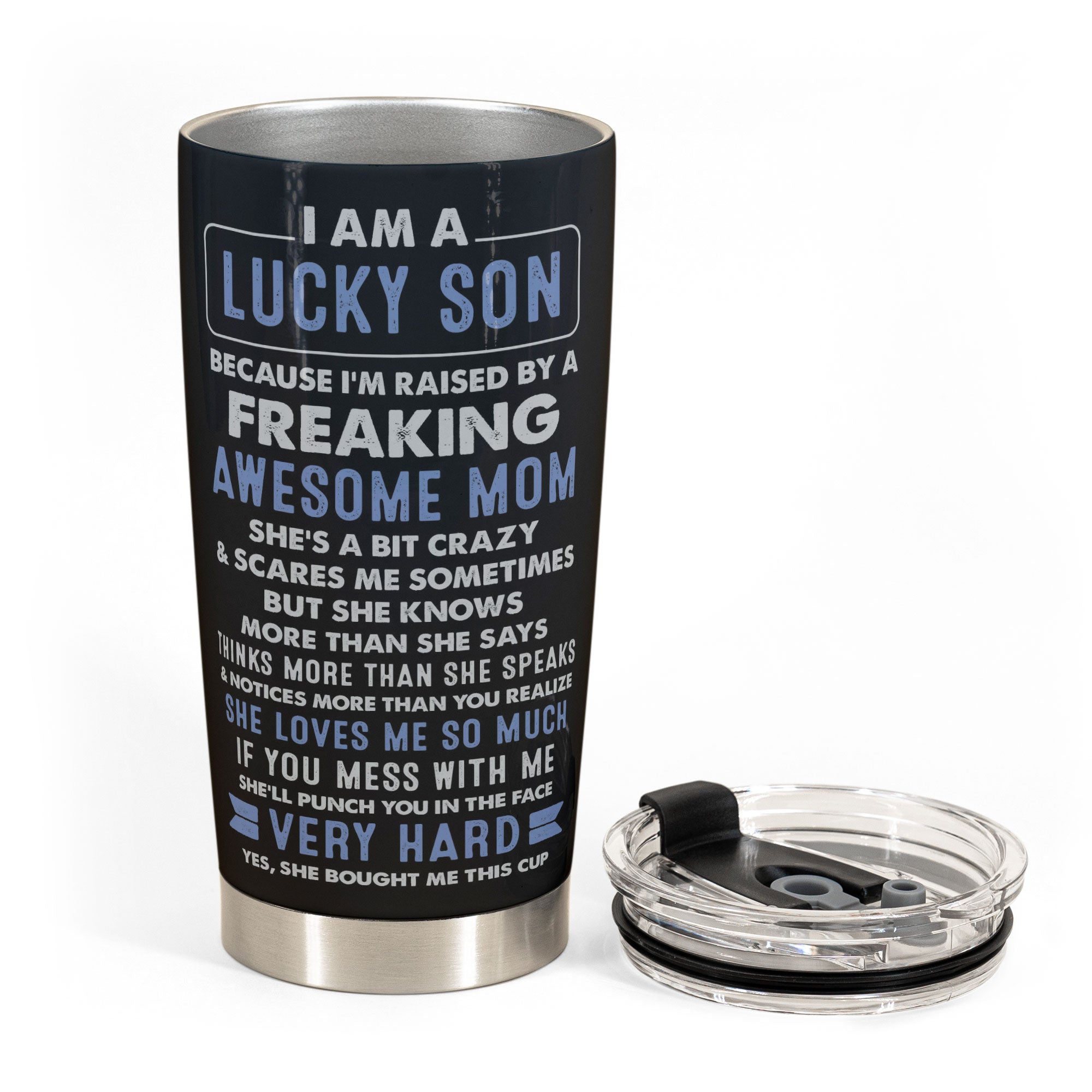 Lucky Son Of An Awesome Mom - Personalized Tumbler Cup