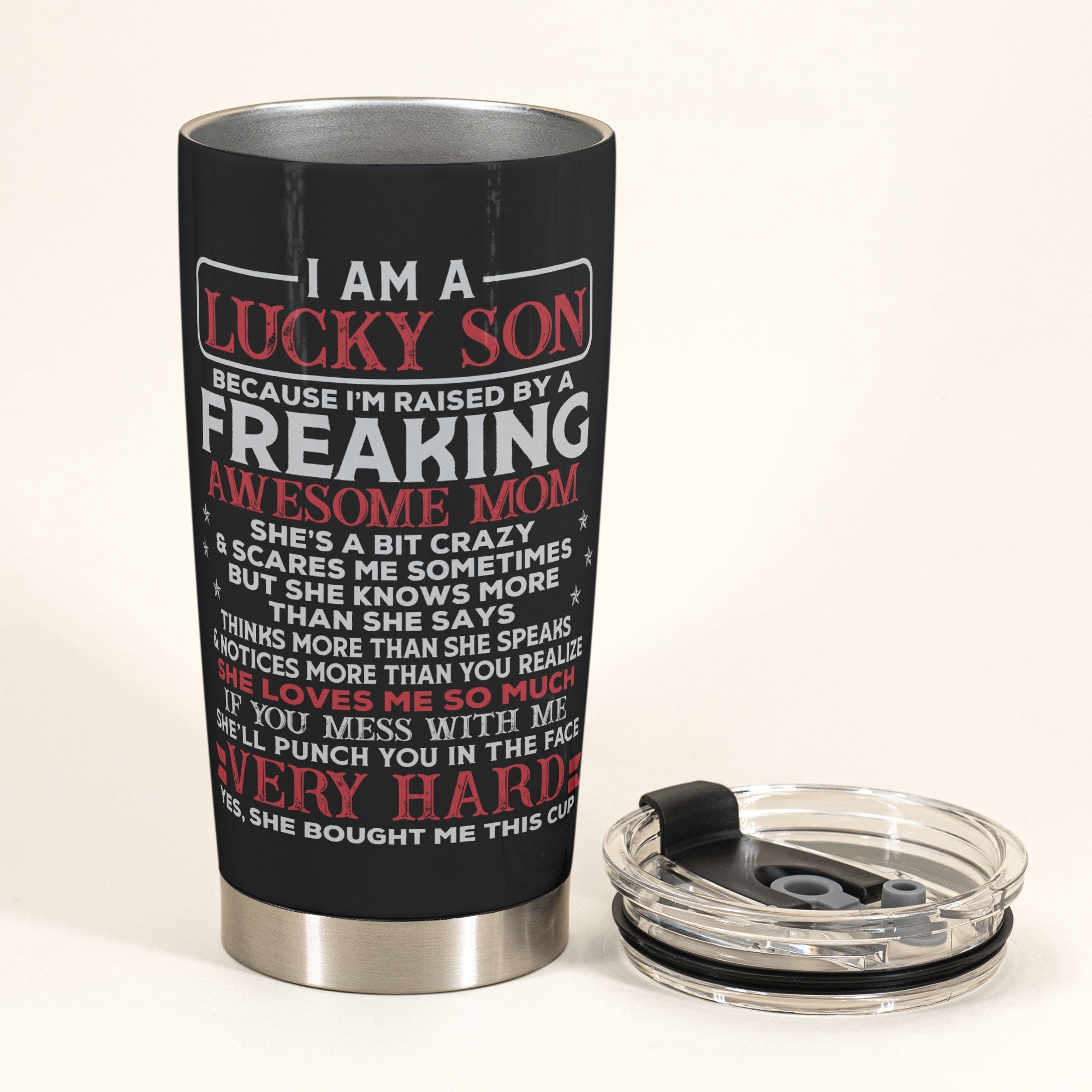 Lucky Son Of An Awesome Mom - Personalized Tumbler Cup