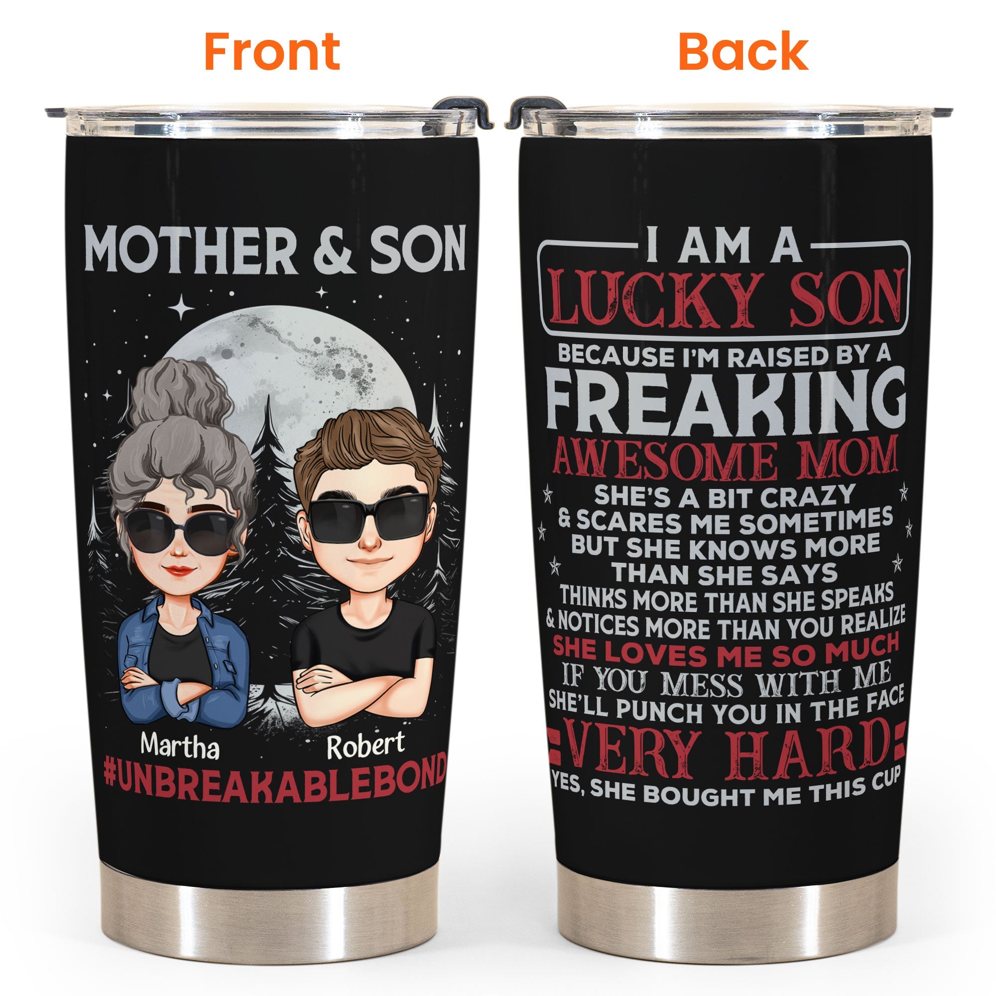 Lucky Son Of An Awesome Mom - Personalized Tumbler Cup