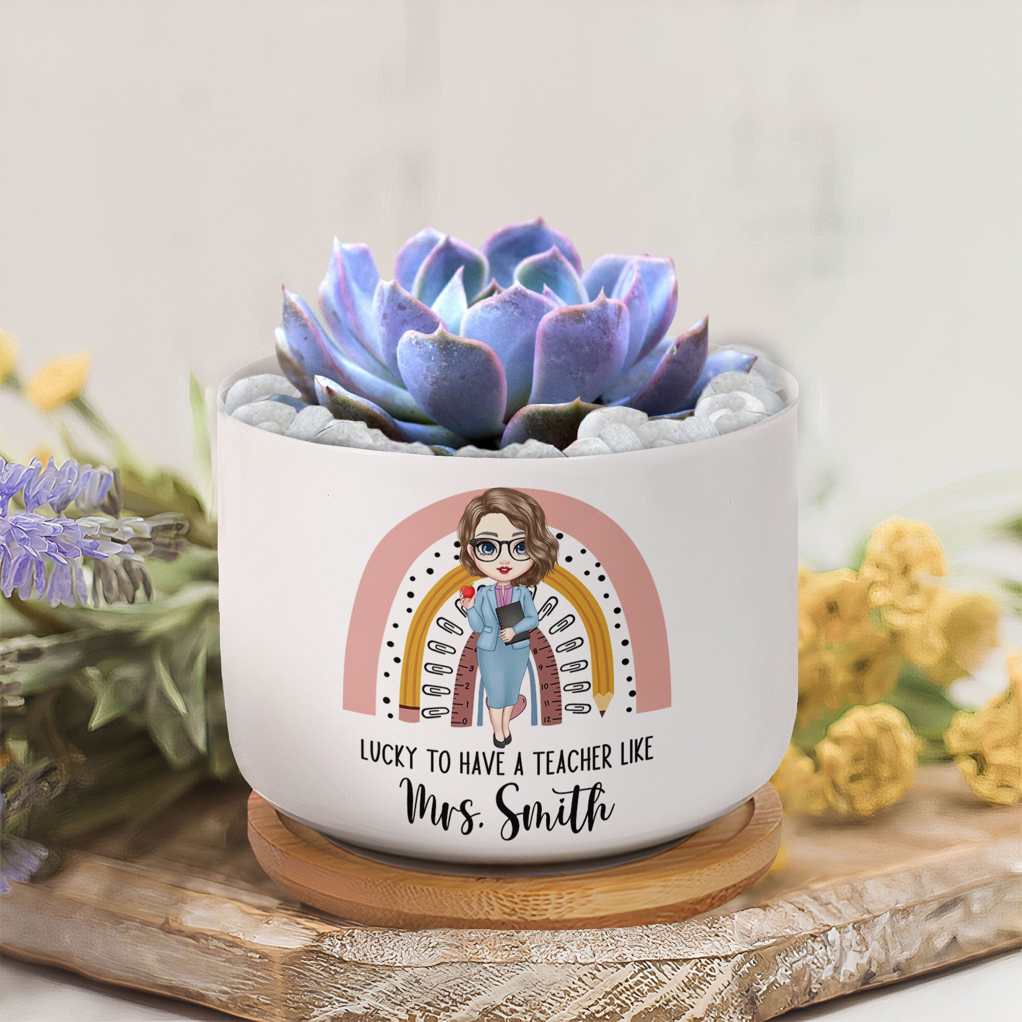 Lucky To Have A Teacher Like You - Personalized Ceramic Plant Pot