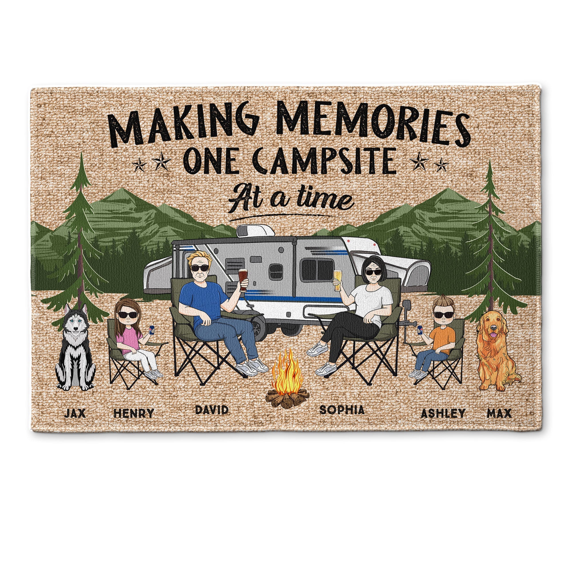 Making Memories One Campsite At A Time Family Camping - Personalized Doormat