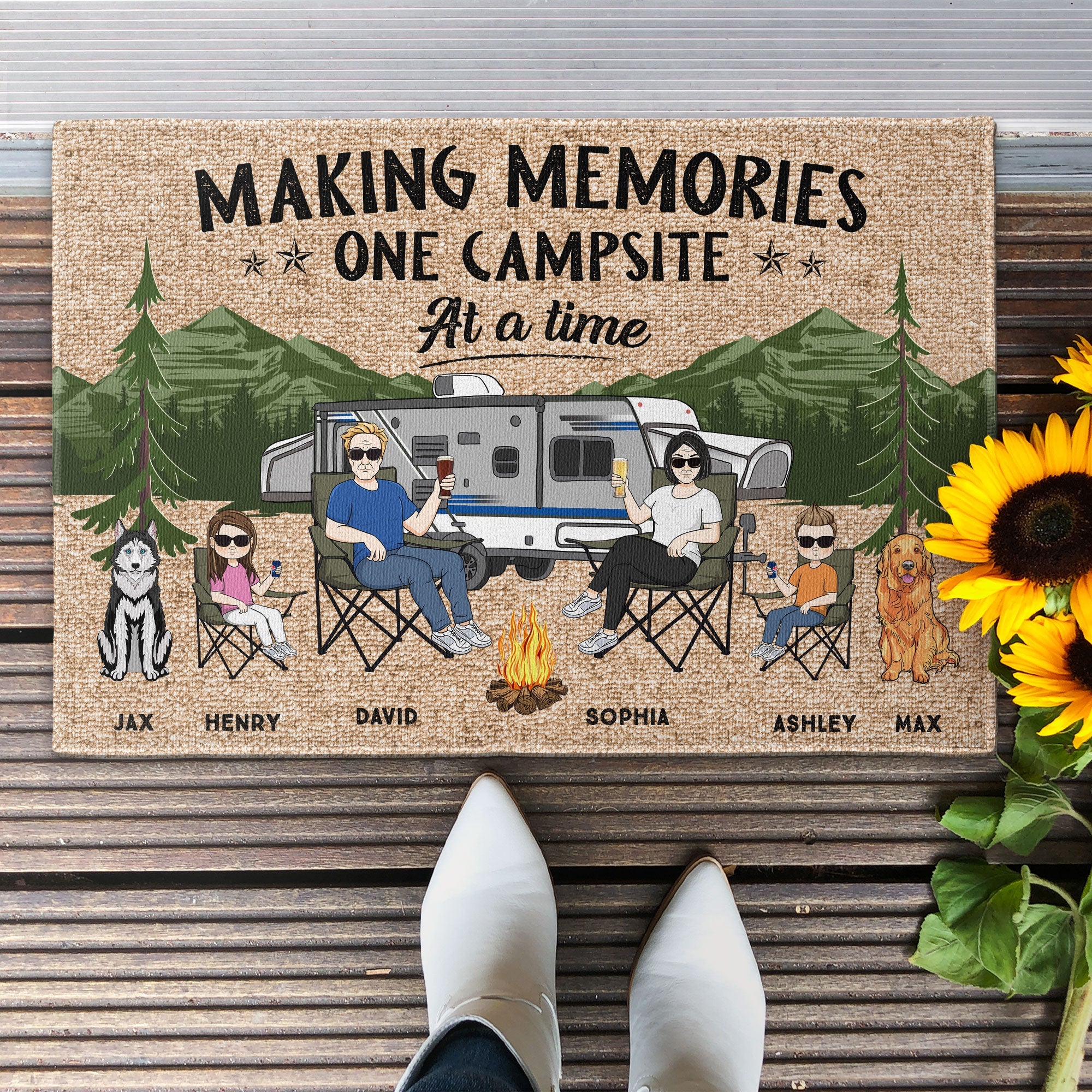 Making Memories One Campsite At A Time Family Camping - Personalized Doormat