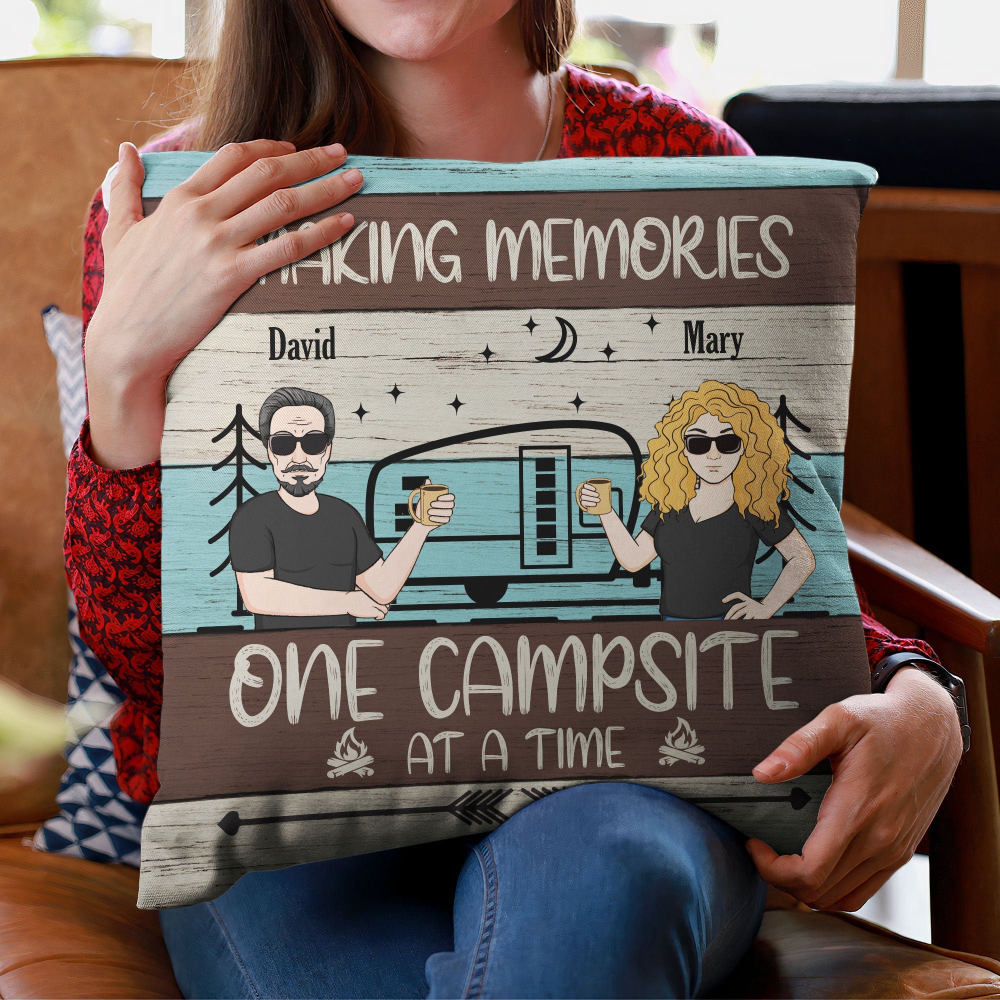 Making Memories One Campsite At A Time - Personalized Pillow (Insert Included)