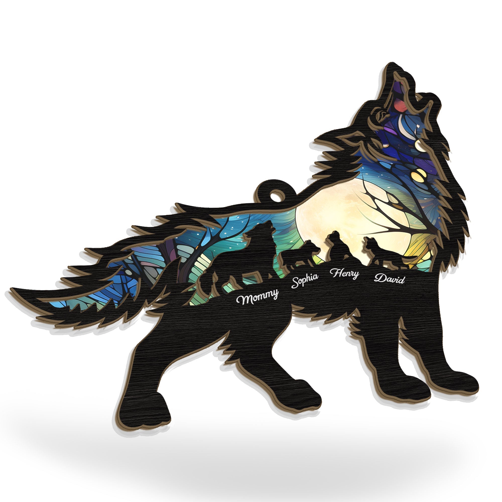 Mama Wolf - Personalized Suncatcher Ornament