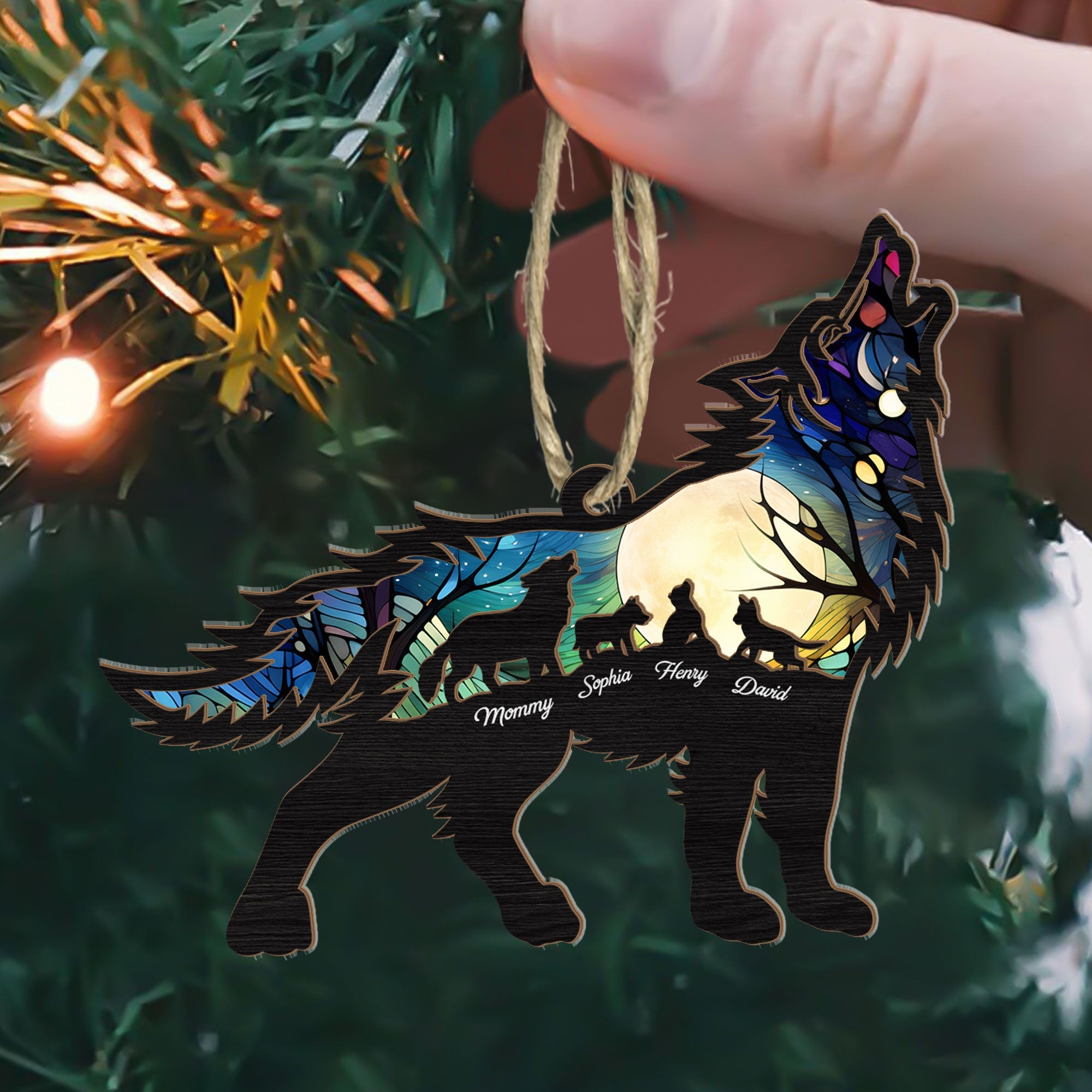 Mama Wolf - Personalized Suncatcher Ornament