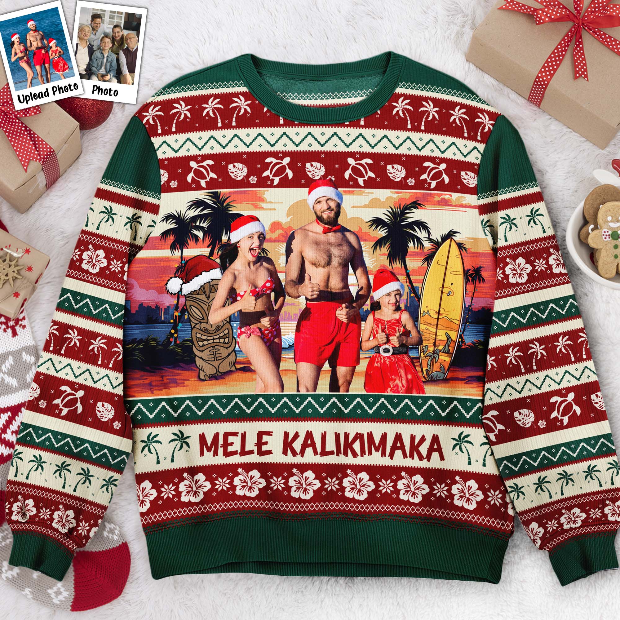 Mele Kalikimaka - Personalized Photo Ugly Sweater