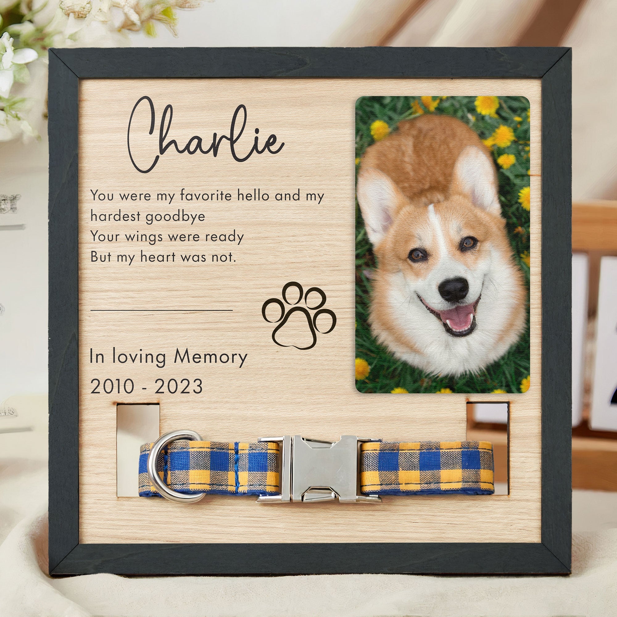 Memorial Dog Collar Frame - Personalized Photo Pet Loss Frame