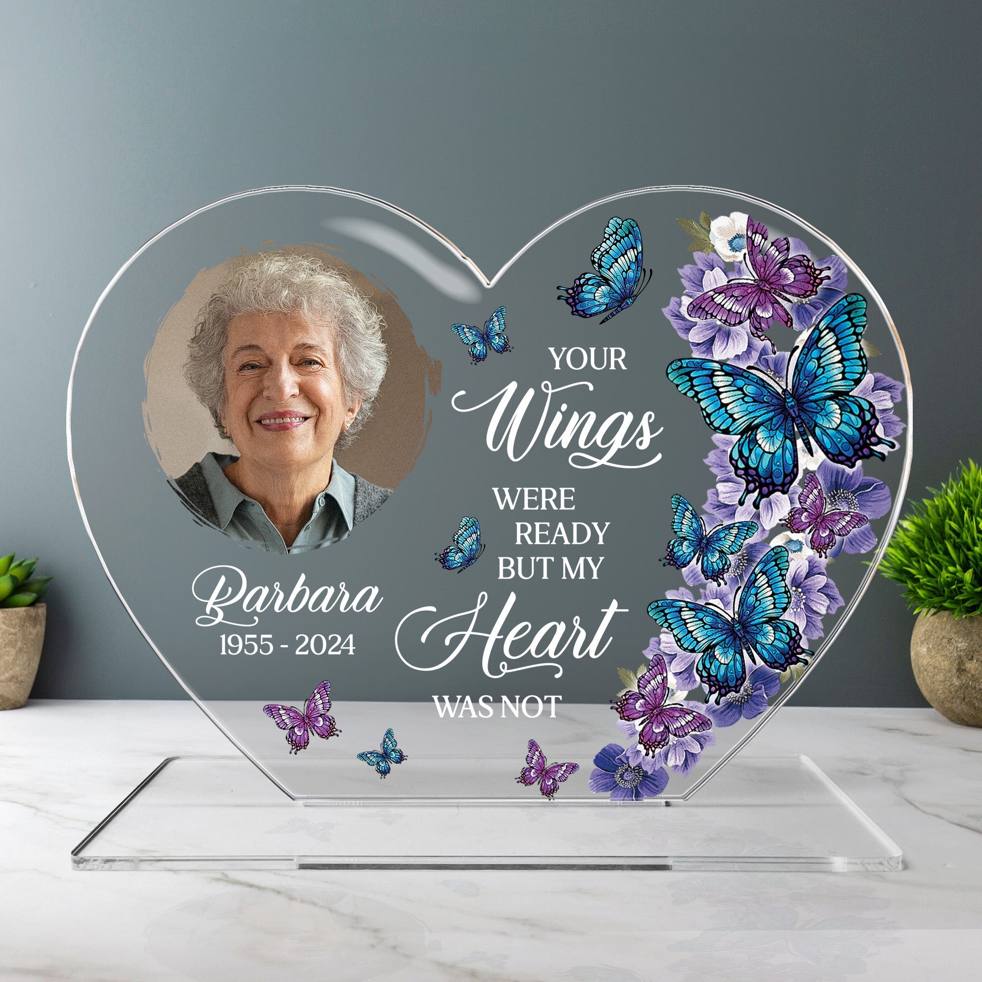 Memorial Gift Your Wings Were Ready - Personalized Acrylic Photo Plaque