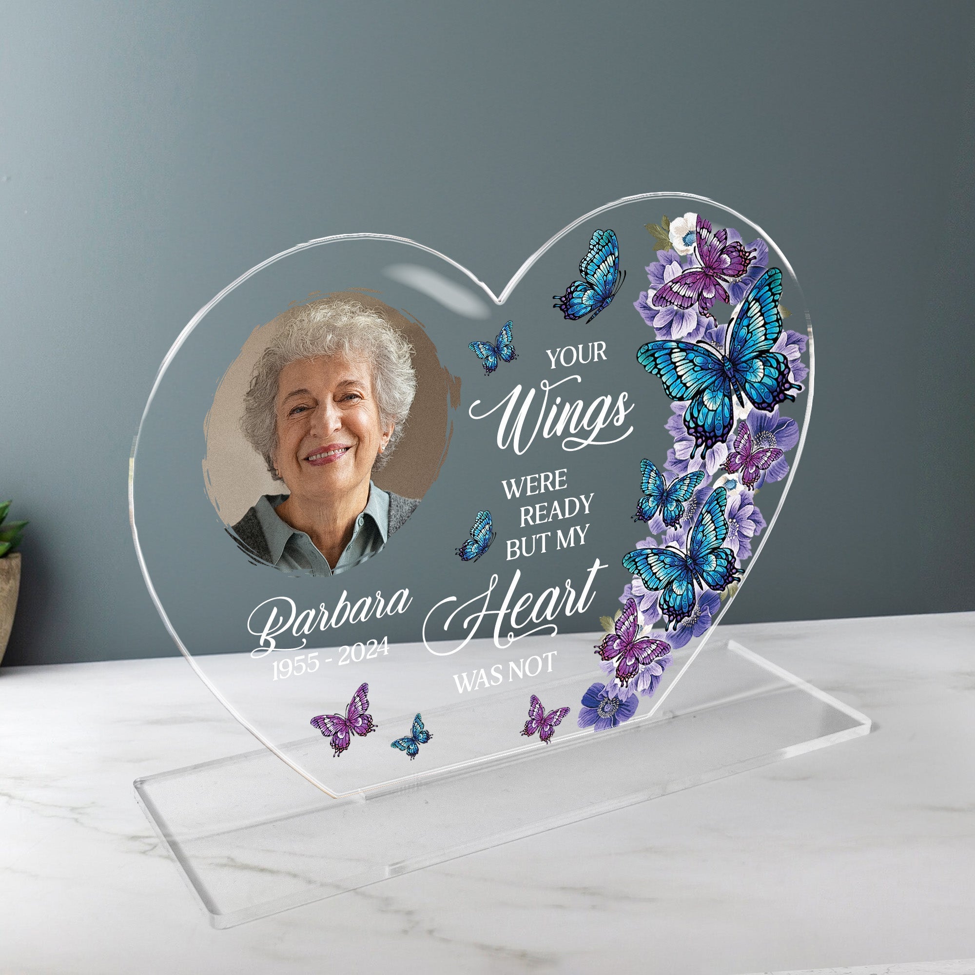 Memorial Gift Your Wings Were Ready - Personalized Acrylic Photo Plaque