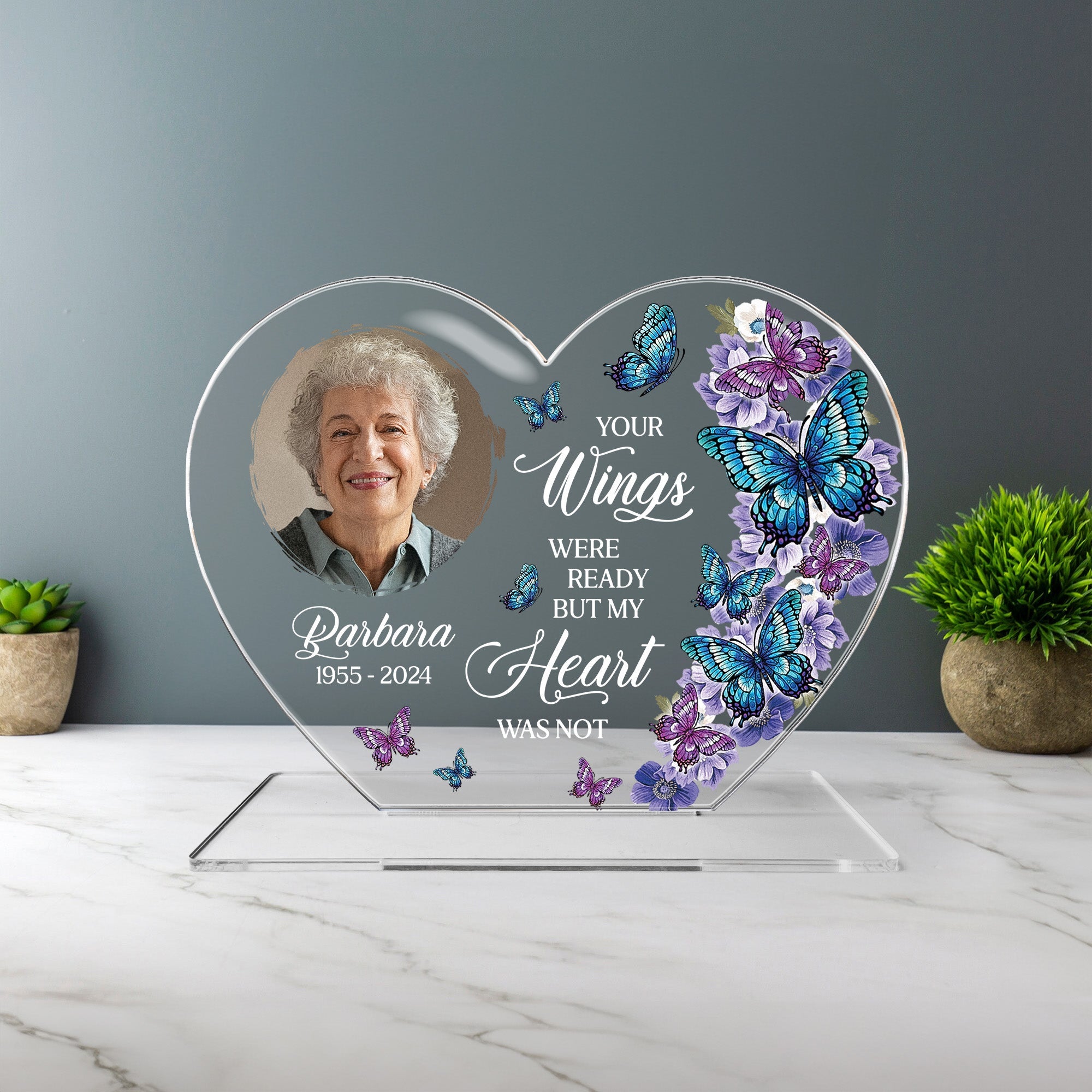 Memorial Gift Your Wings Were Ready - Personalized Acrylic Photo Plaque