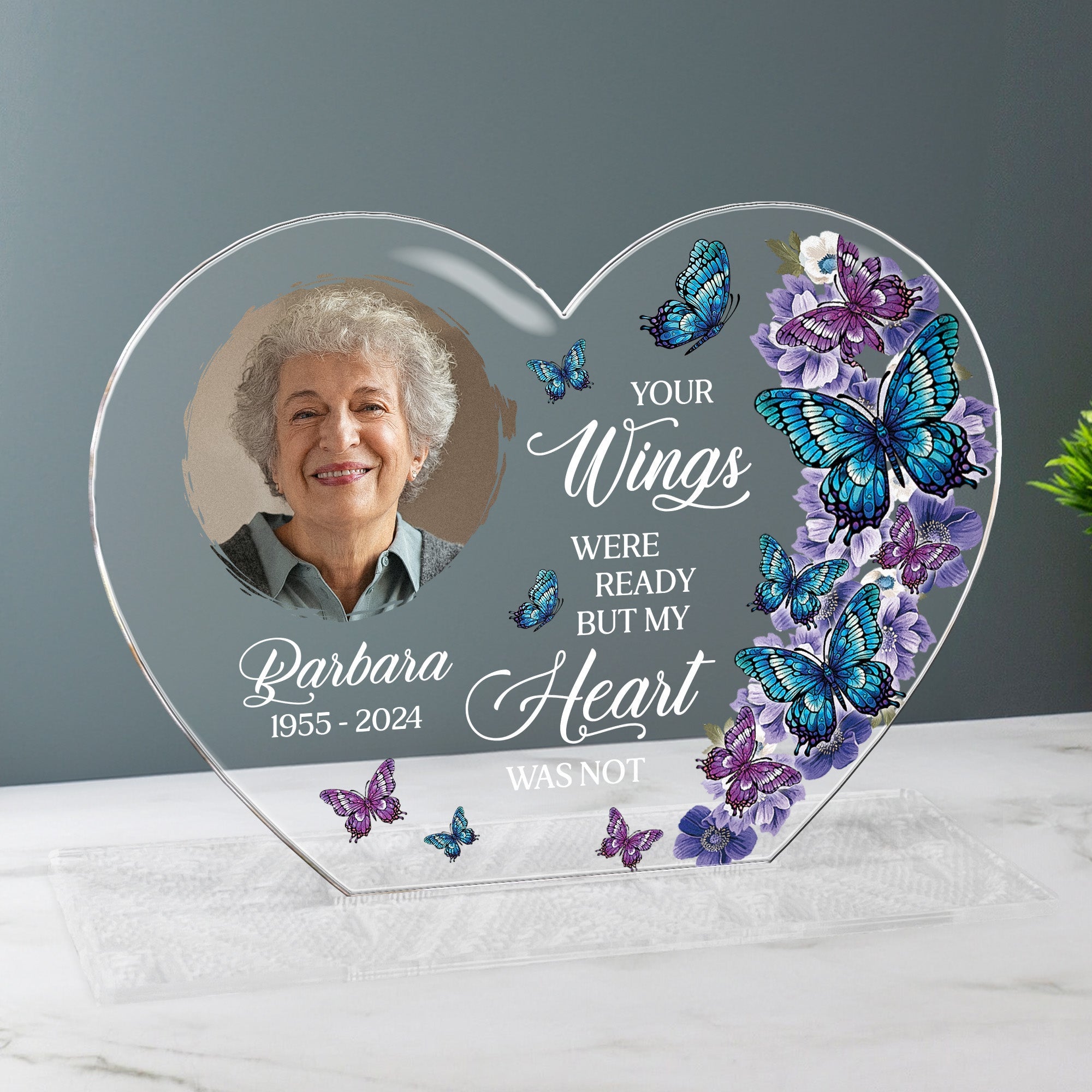 Memorial Gift Your Wings Were Ready - Personalized Acrylic Photo Plaque