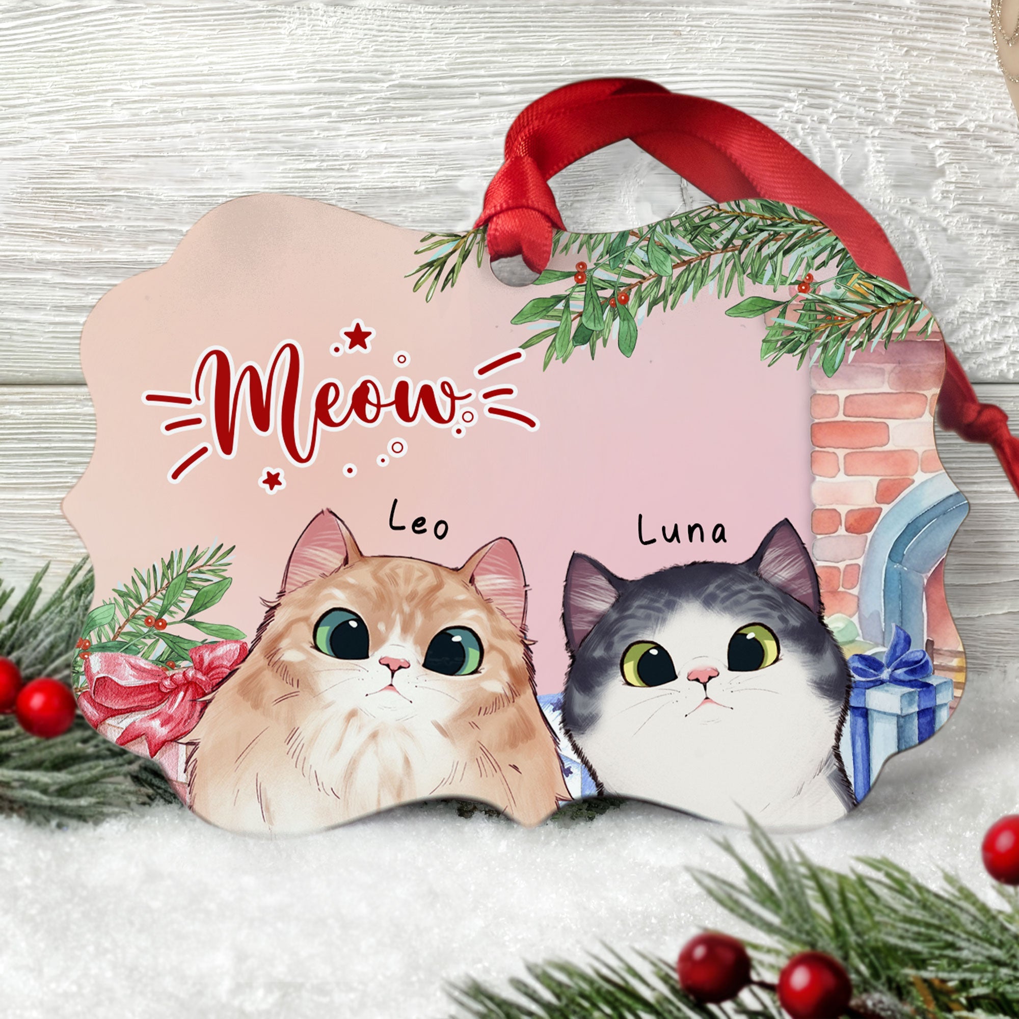 Meow - Personalized Aluminum Ornament