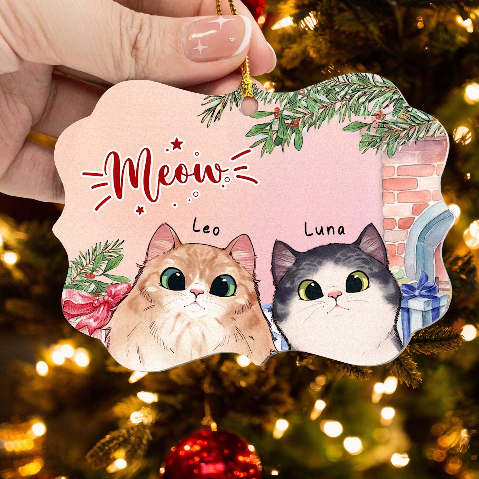 Meow - Personalized Aluminum Ornament