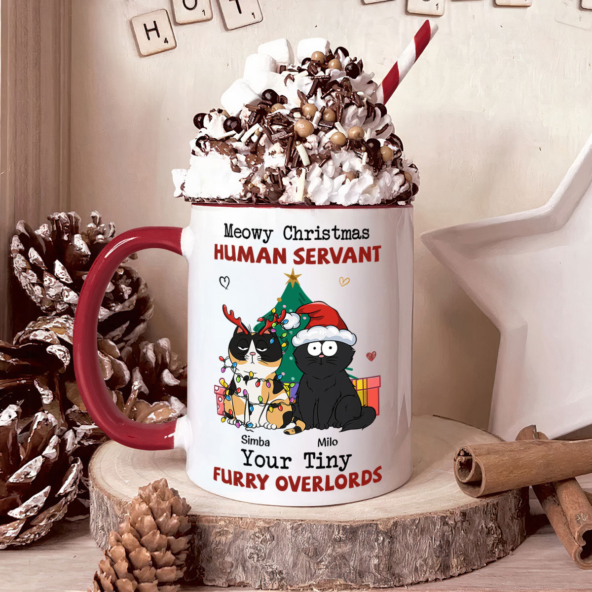 Meowy Christmas Human Servant - Personalized Accent Mug