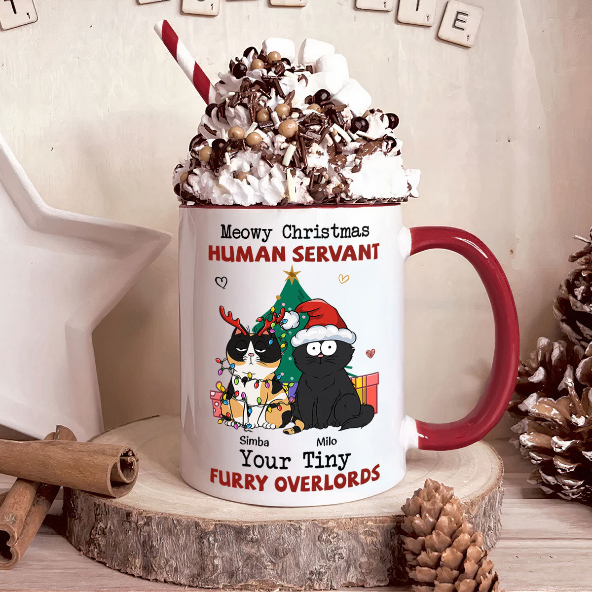 Meowy Christmas Human Servant - Personalized Accent Mug