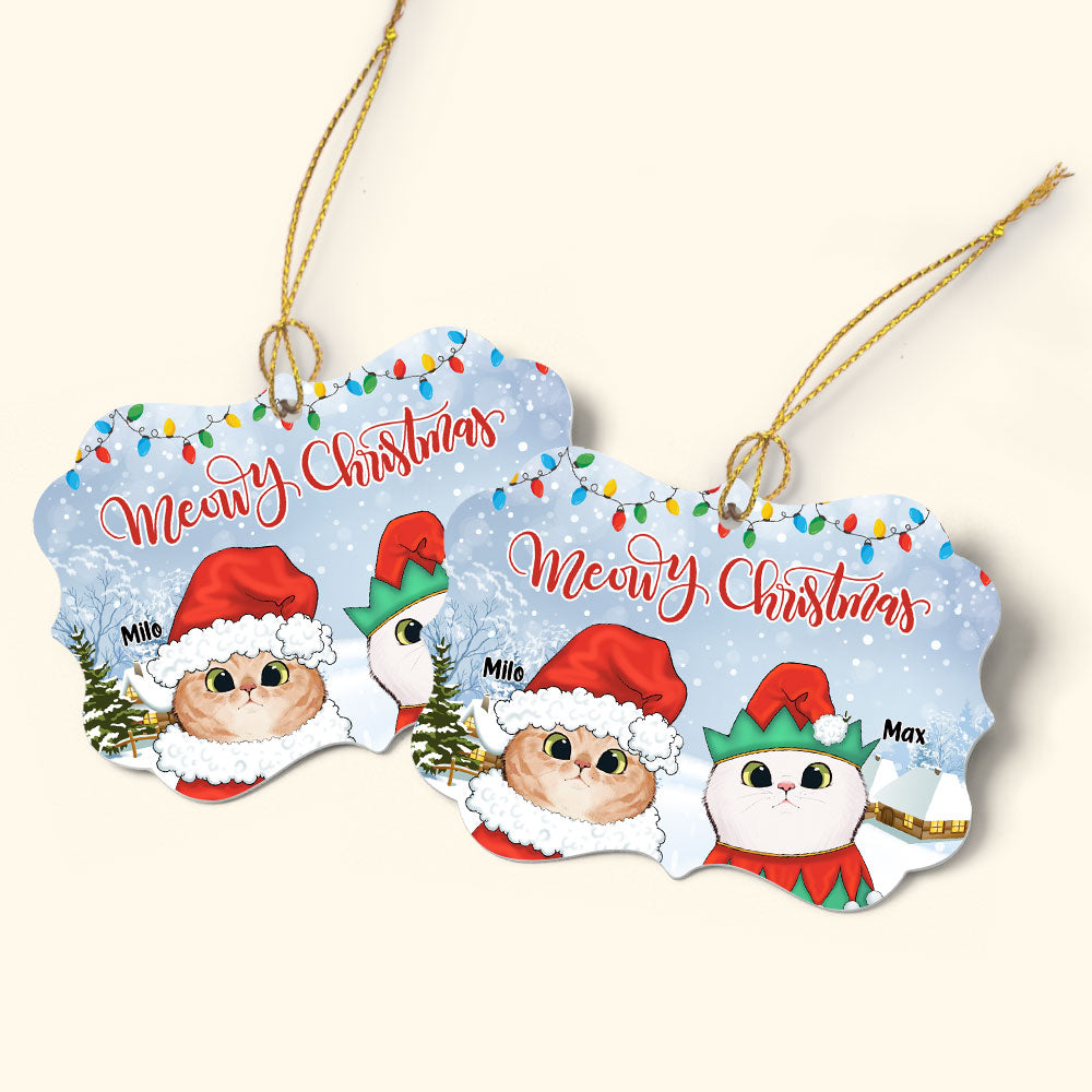 Meowy Christmas - Personalized Aluminum Ornament