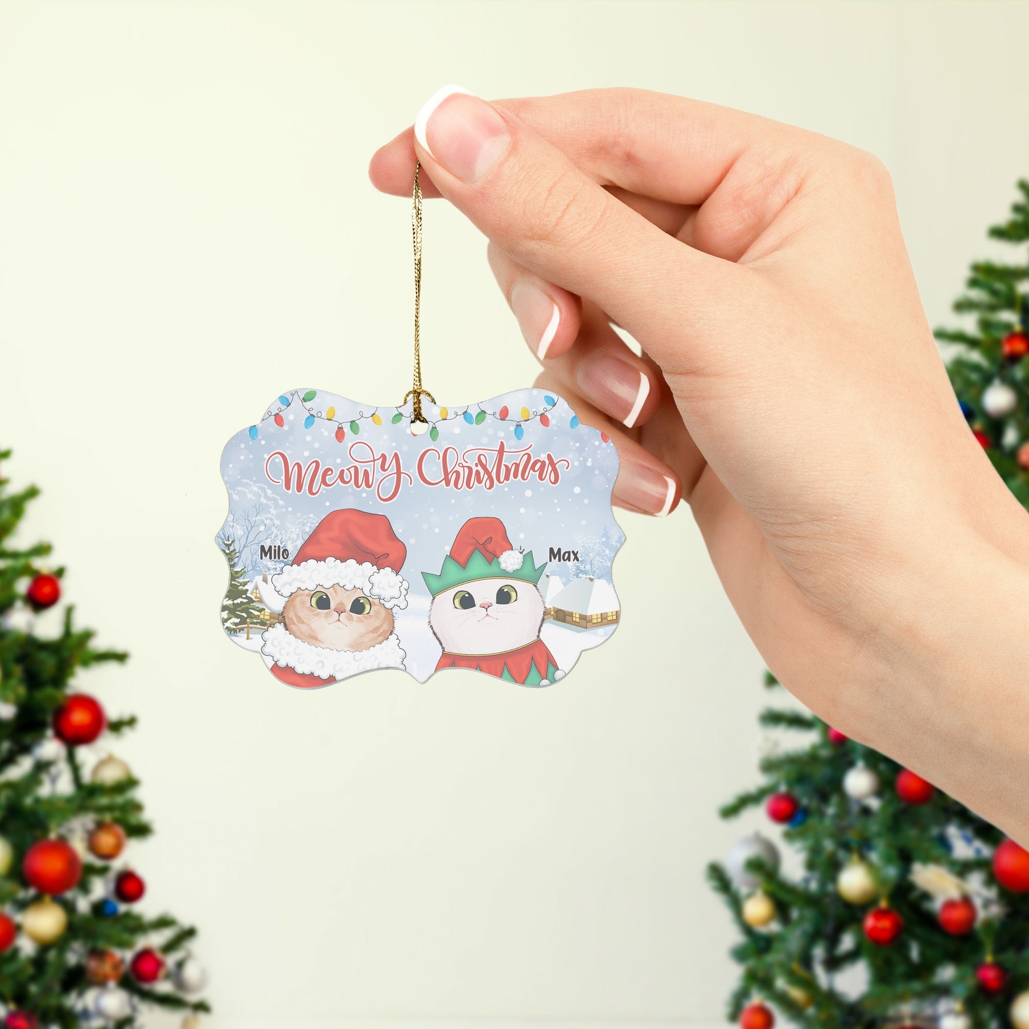 Meowy Christmas - Personalized Aluminum Ornament