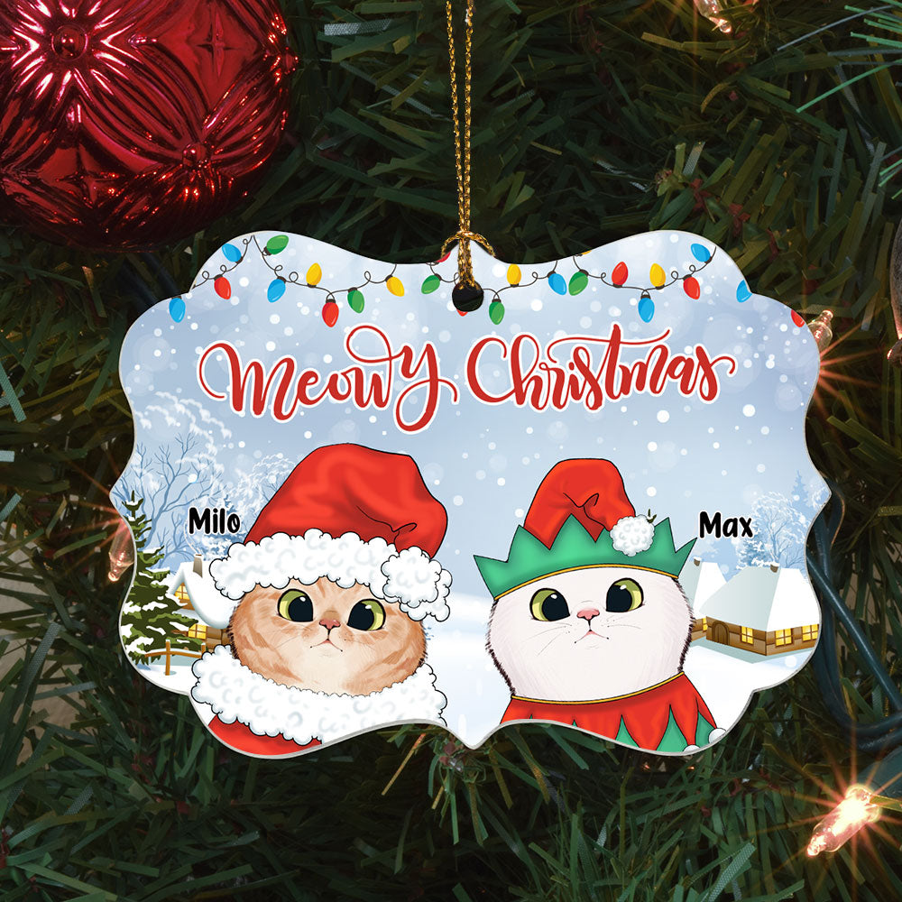 Meowy Christmas - Personalized Aluminum Ornament