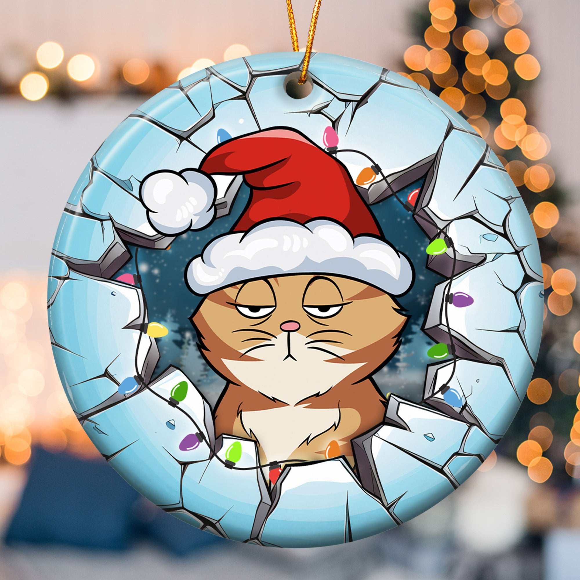 Meowy Christmas - Personalized Ceramic Ornament