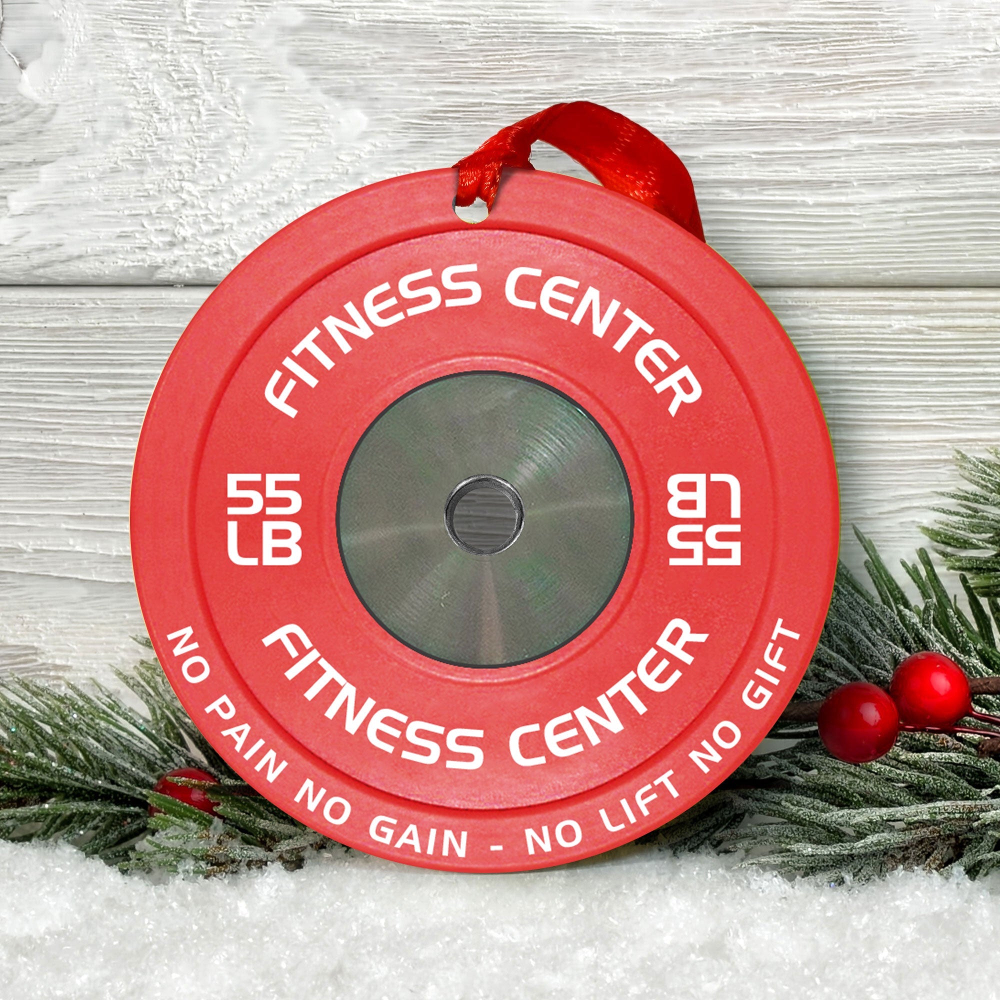 [Only available in the U.S] Merry Fitmas Weight Plates - Personalized Aluminum Ornament - Christmas Fitness Gym Weightlifting Gift For Gymers, Weightlifters, PTs