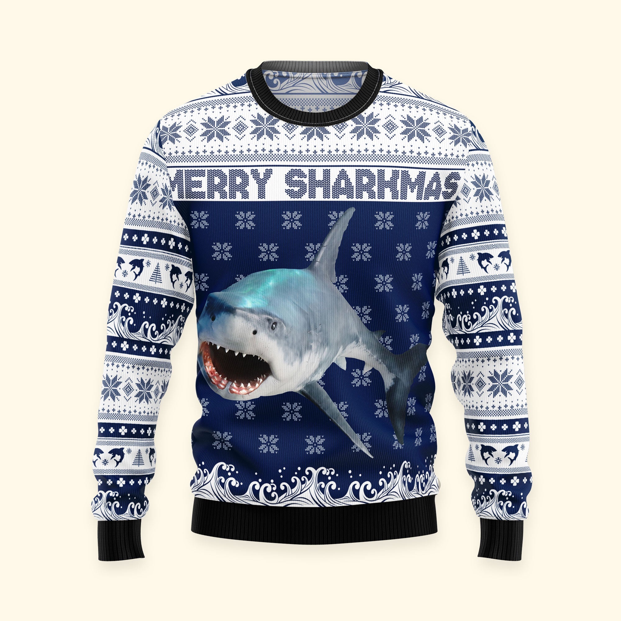 Merry Sharkmas - Personalized Photo Ugly Sweater