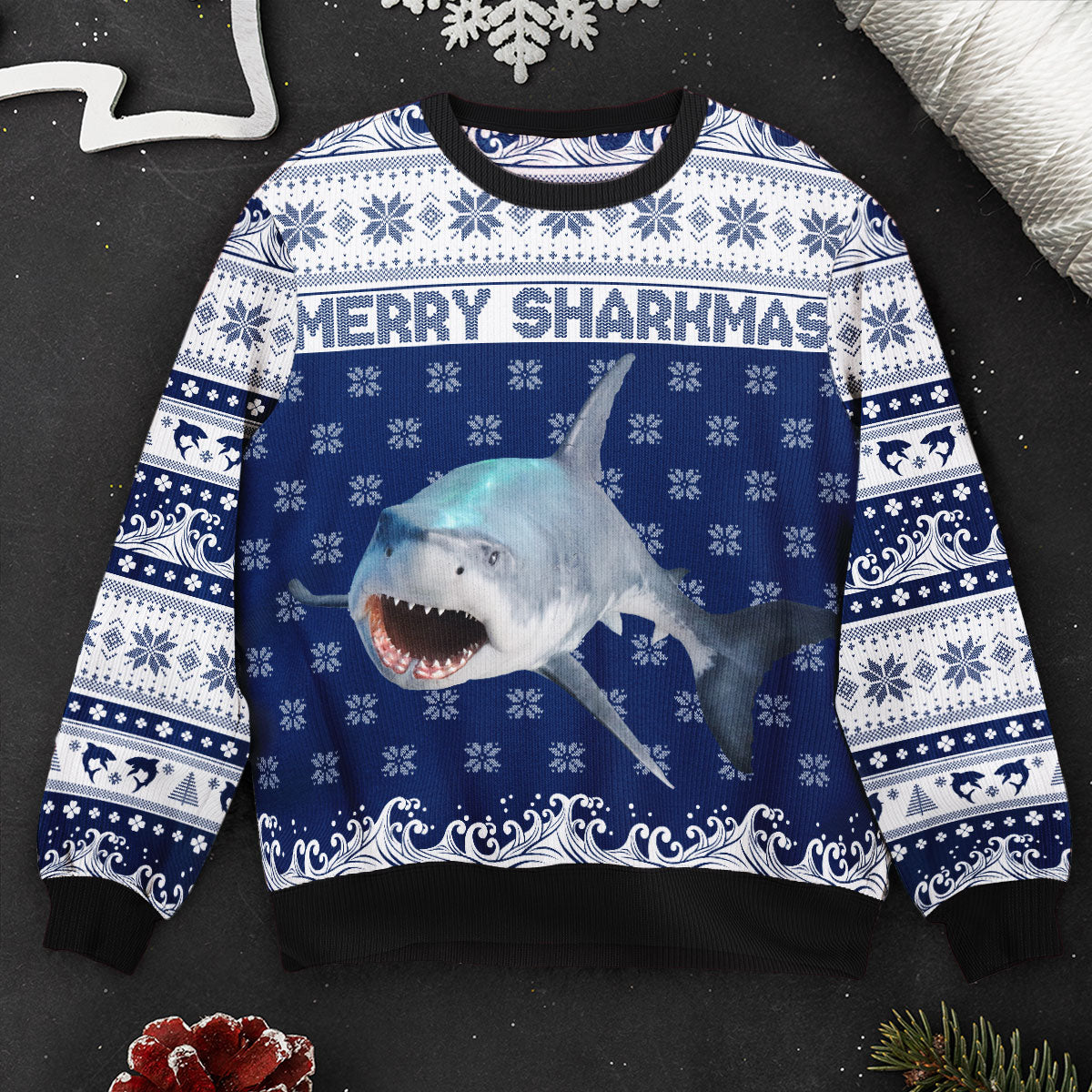 Merry Sharkmas - Personalized Photo Ugly Sweater