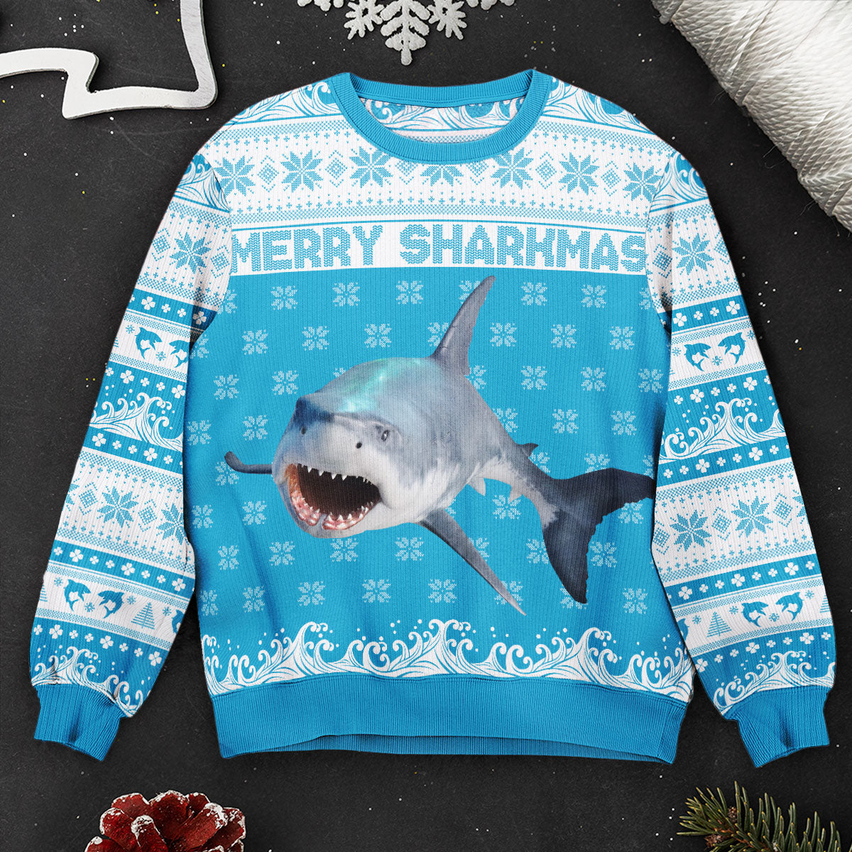 Merry Sharkmas - Personalized Photo Ugly Sweater