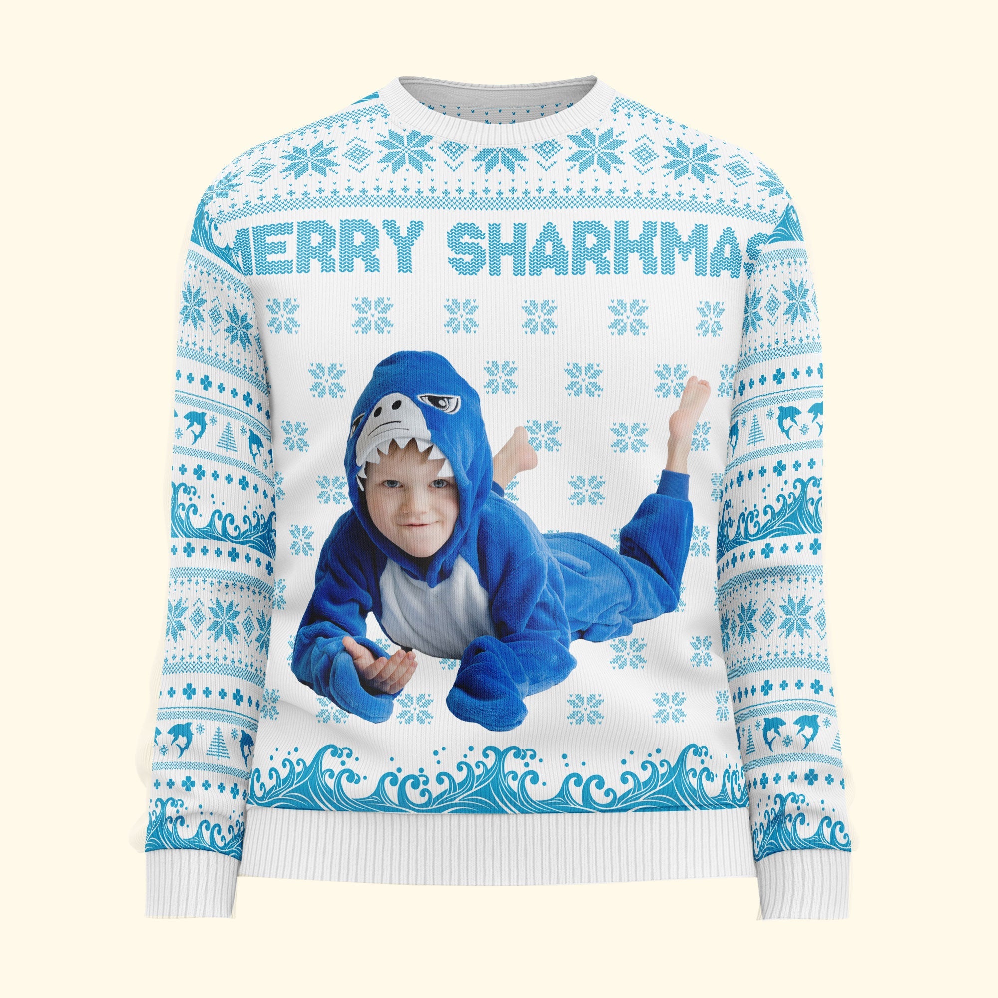 Merry Sharkmas - Personalized Photo Ugly Sweater