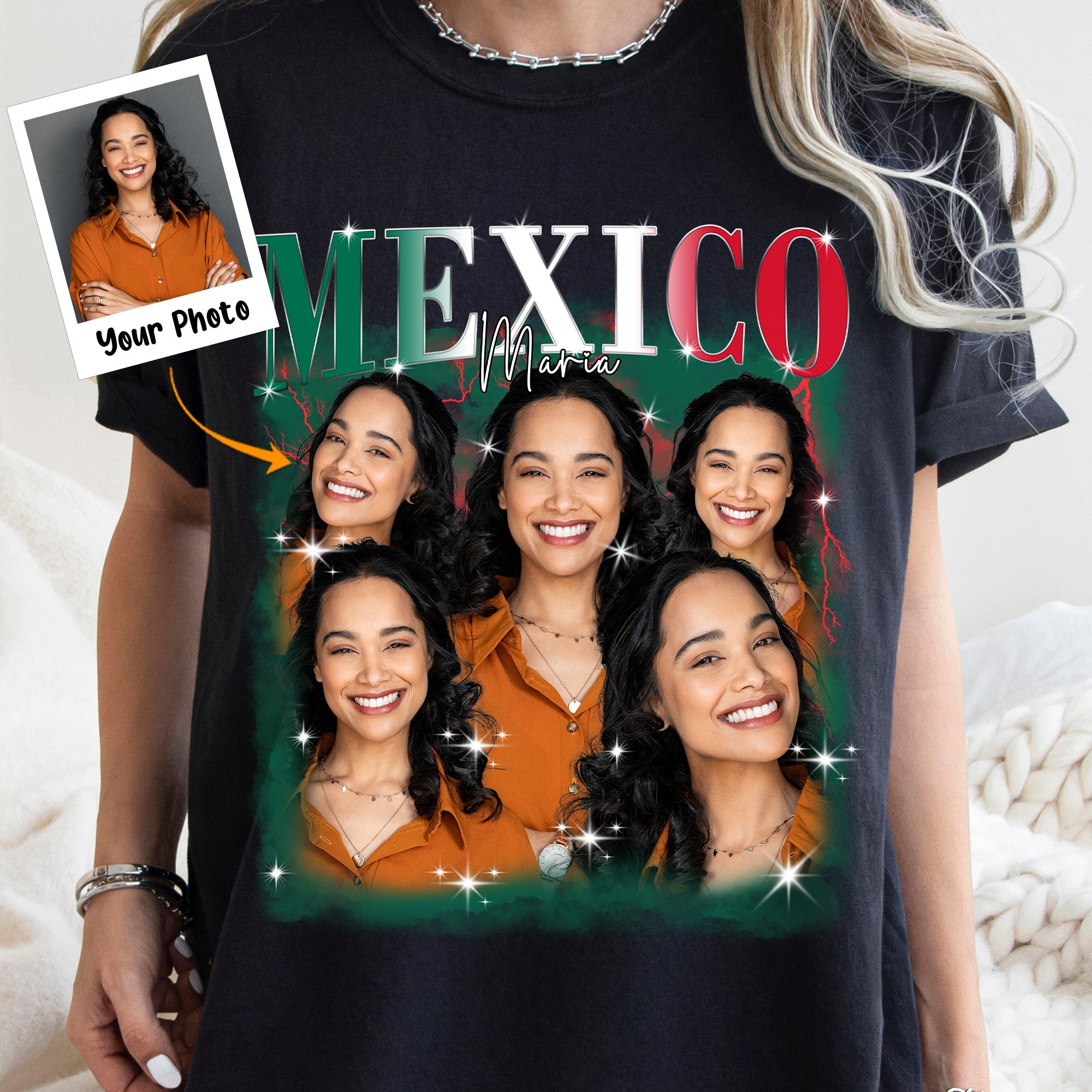 Mexico Pride Bootleg Style With Photo - Personalized Photo Shirt