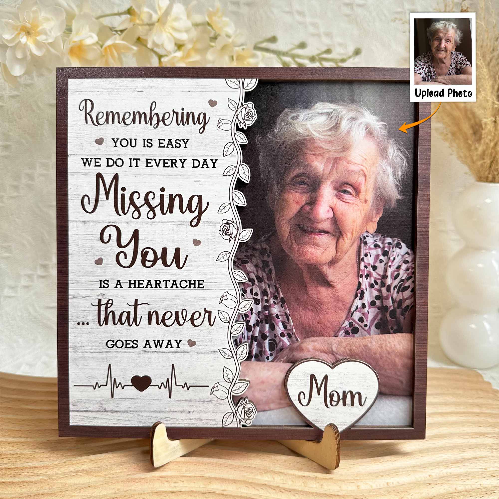 Missing You Is A Heartache - Personalized Wooden Photo Plaque