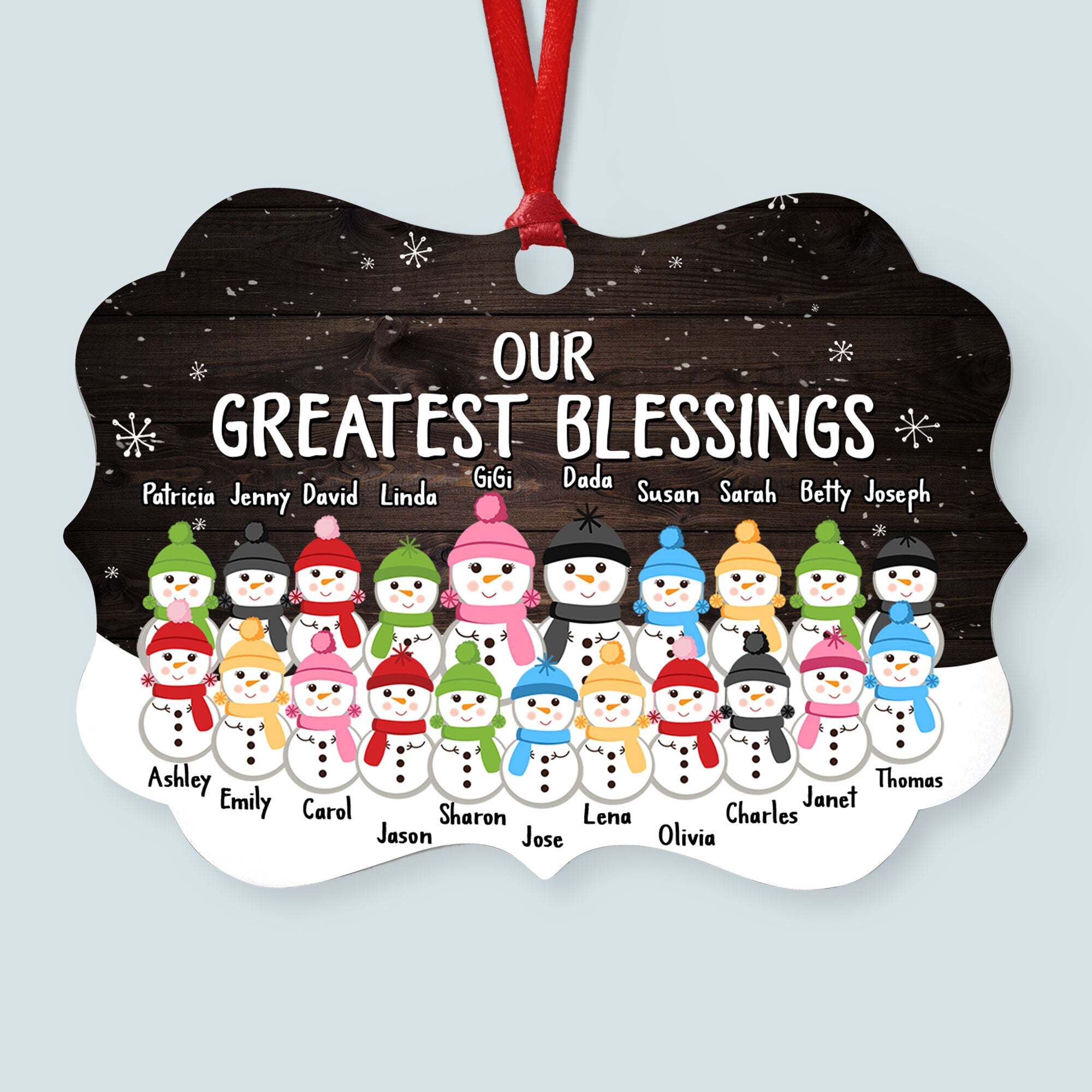 The Love Of Grandparents Is Forever (Up To 20 Kids) - Personalized Ornament - Snowman Family