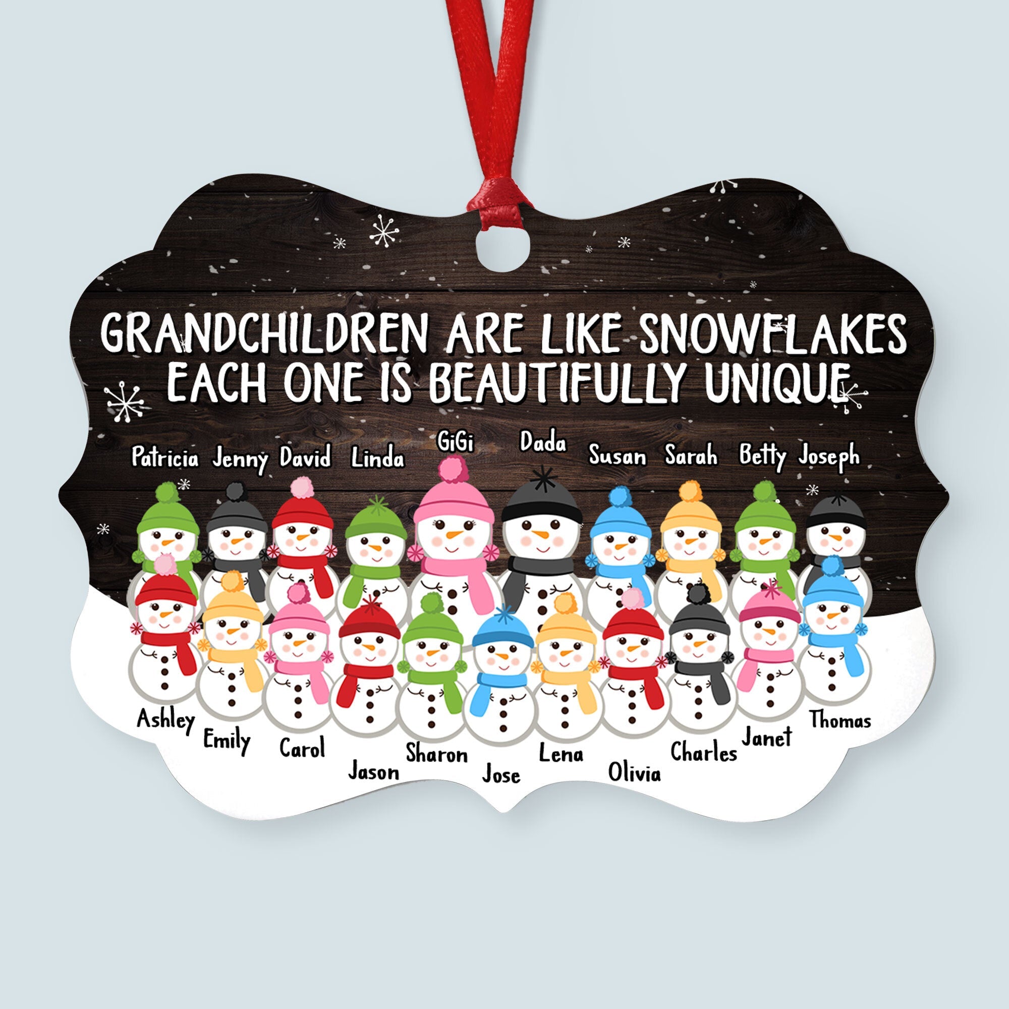 The Love Of Grandparents Is Forever (Up To 20 Kids) - Personalized Ornament - Snowman Family