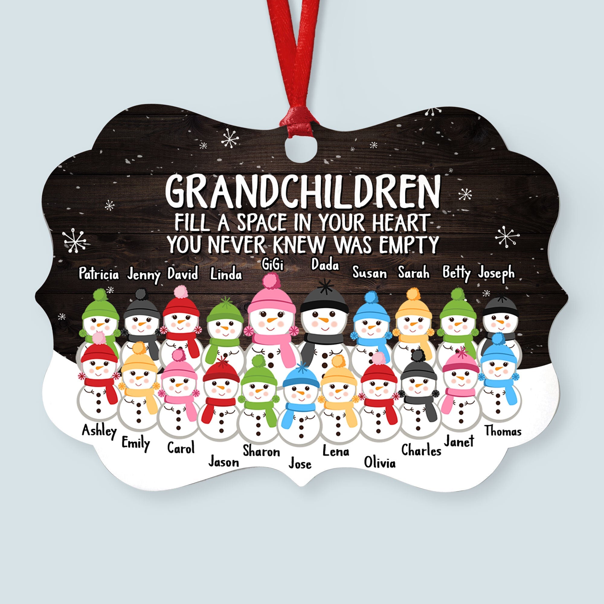 The Love Of Grandparents Is Forever (Up To 20 Kids) - Personalized Ornament - Snowman Family