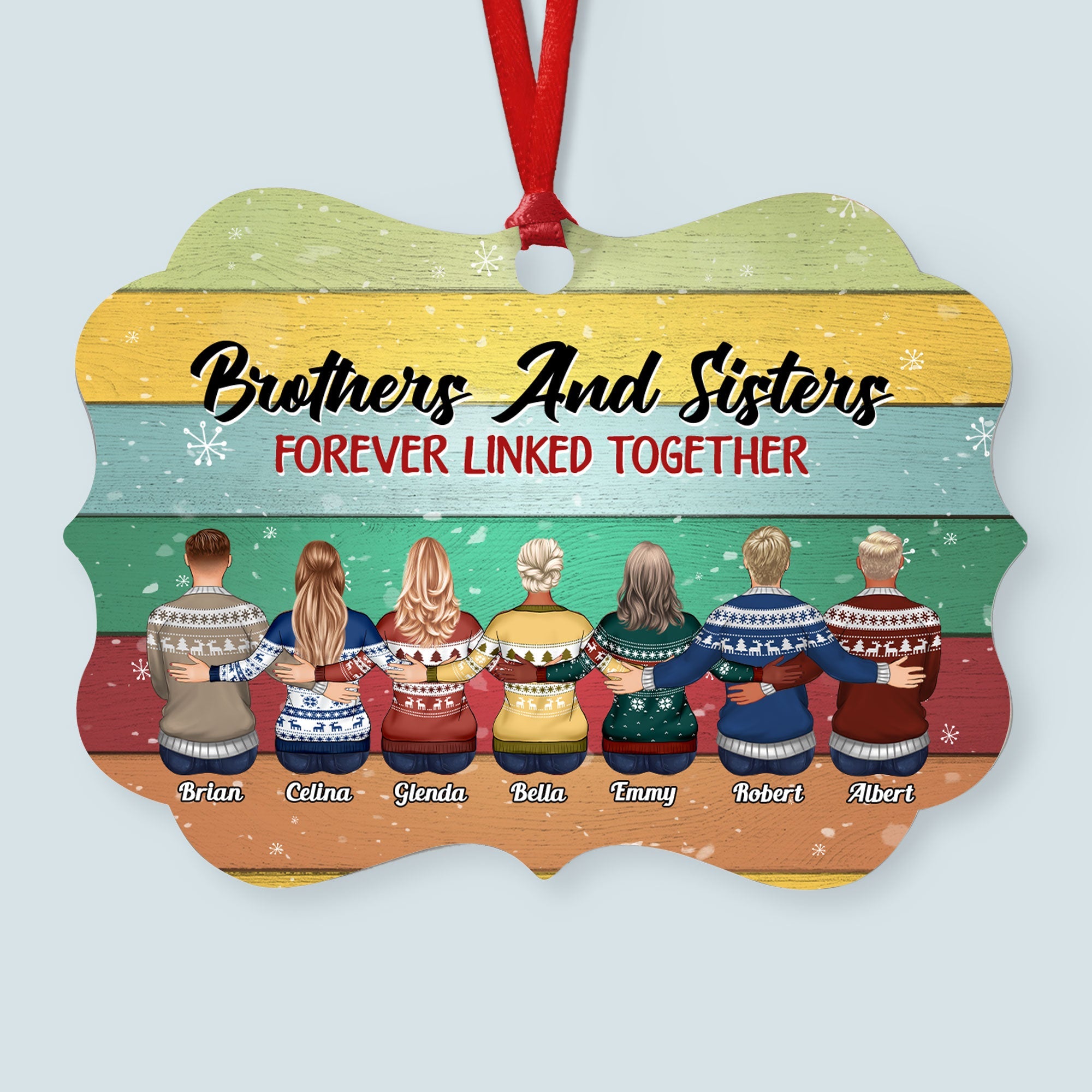 Brothers And Sisters Forever Linked Together - Personalized Aluminum Ornament