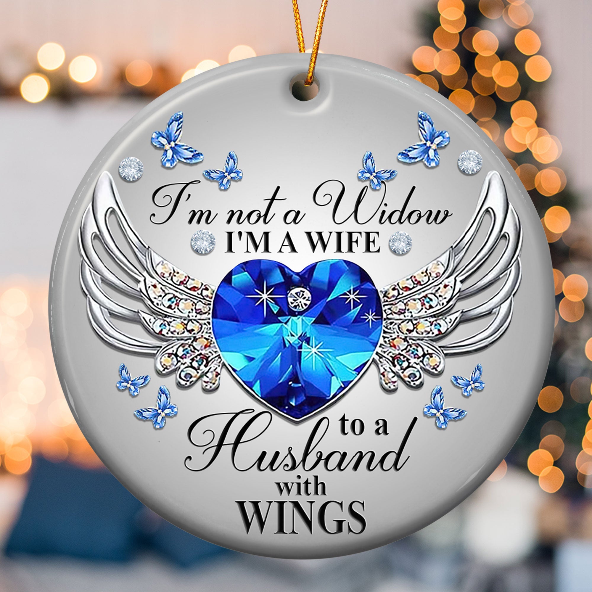 I'm A Wife To A Husband With Wings - Personalized Ceramic Ornament