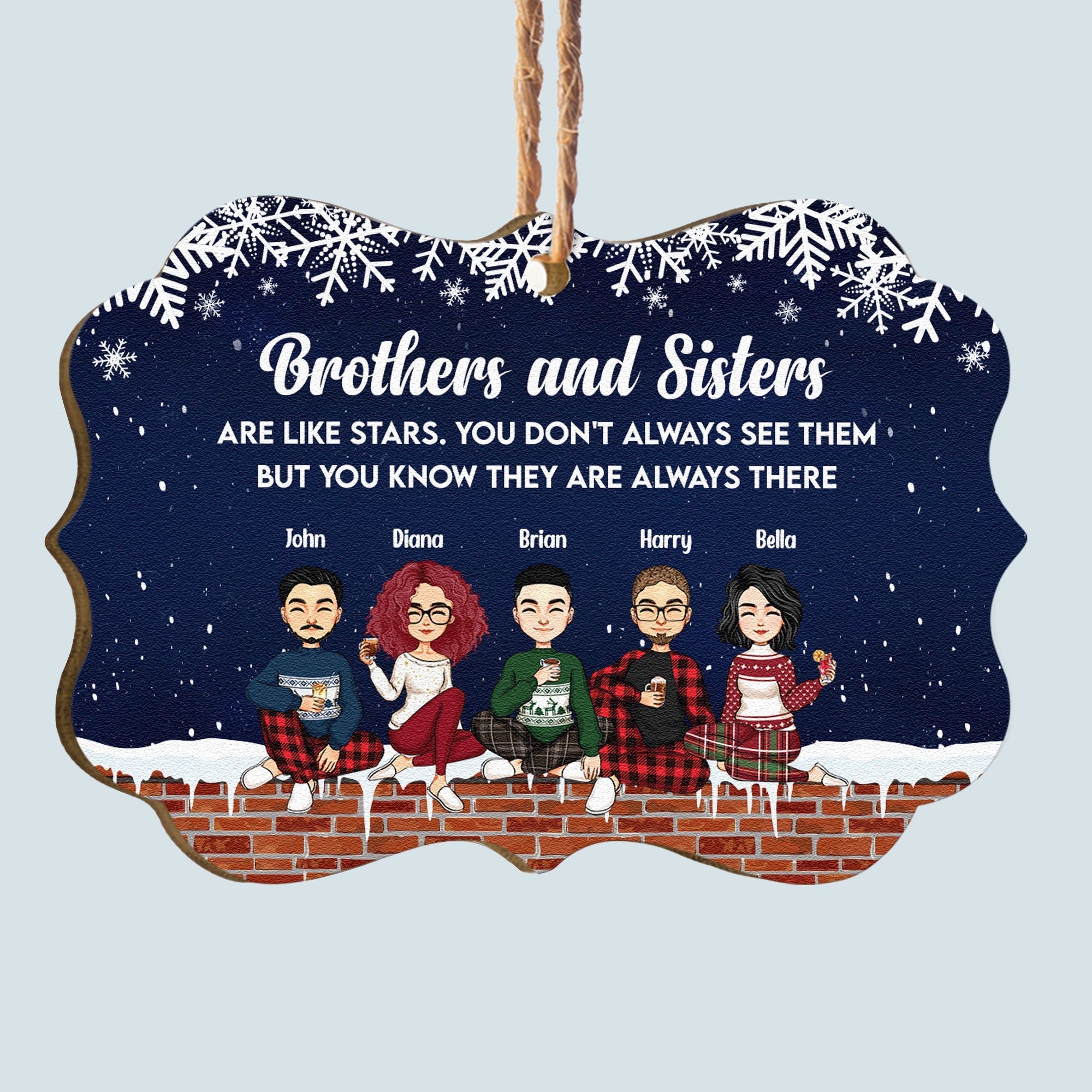 Siblings, Good Friends Are Like Stars - Personalized Aluminum/Wooden Ornament - Christmas Gift For Siblings, Friends