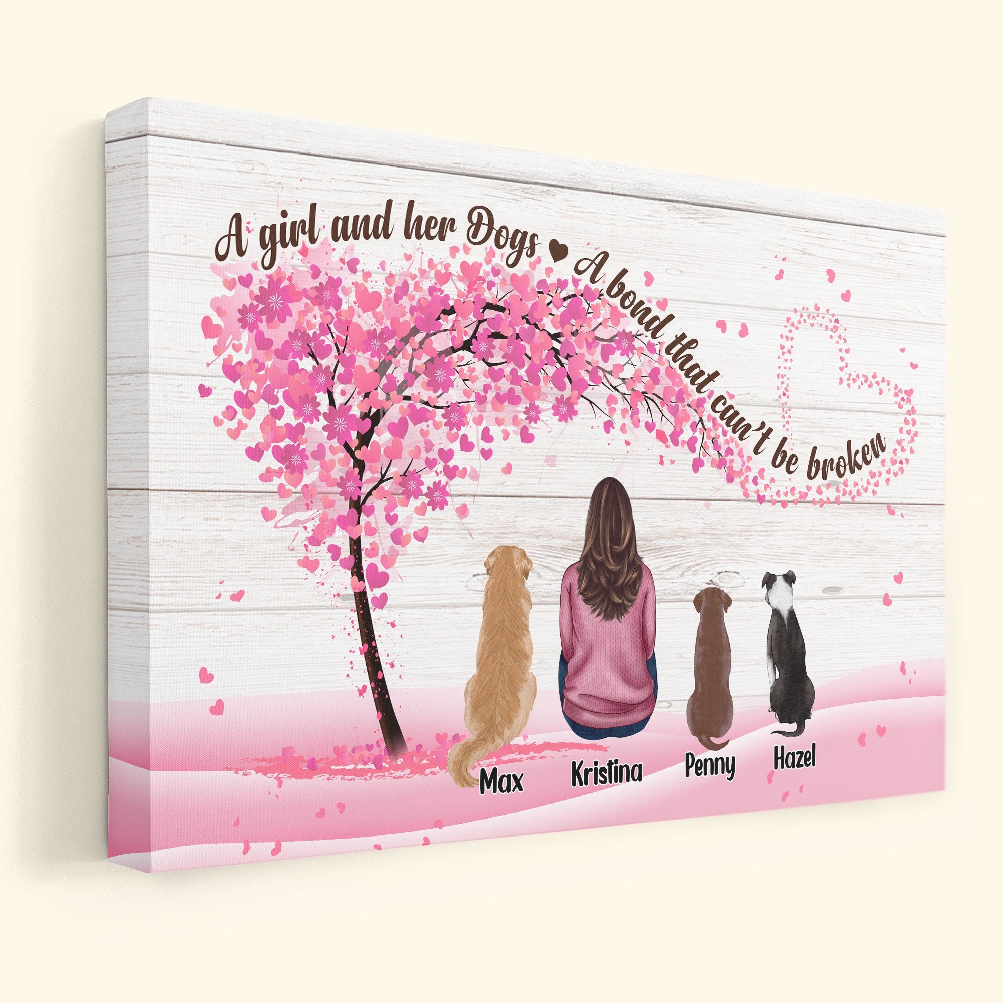 Girl And Her Pets - A Bond That Can Be Broken - Personalized Poster/Wrapped Canvas - Birthday Gift For Dog Lover, Cat Lover, Dog Owner, Cat Owner, Pet Lover