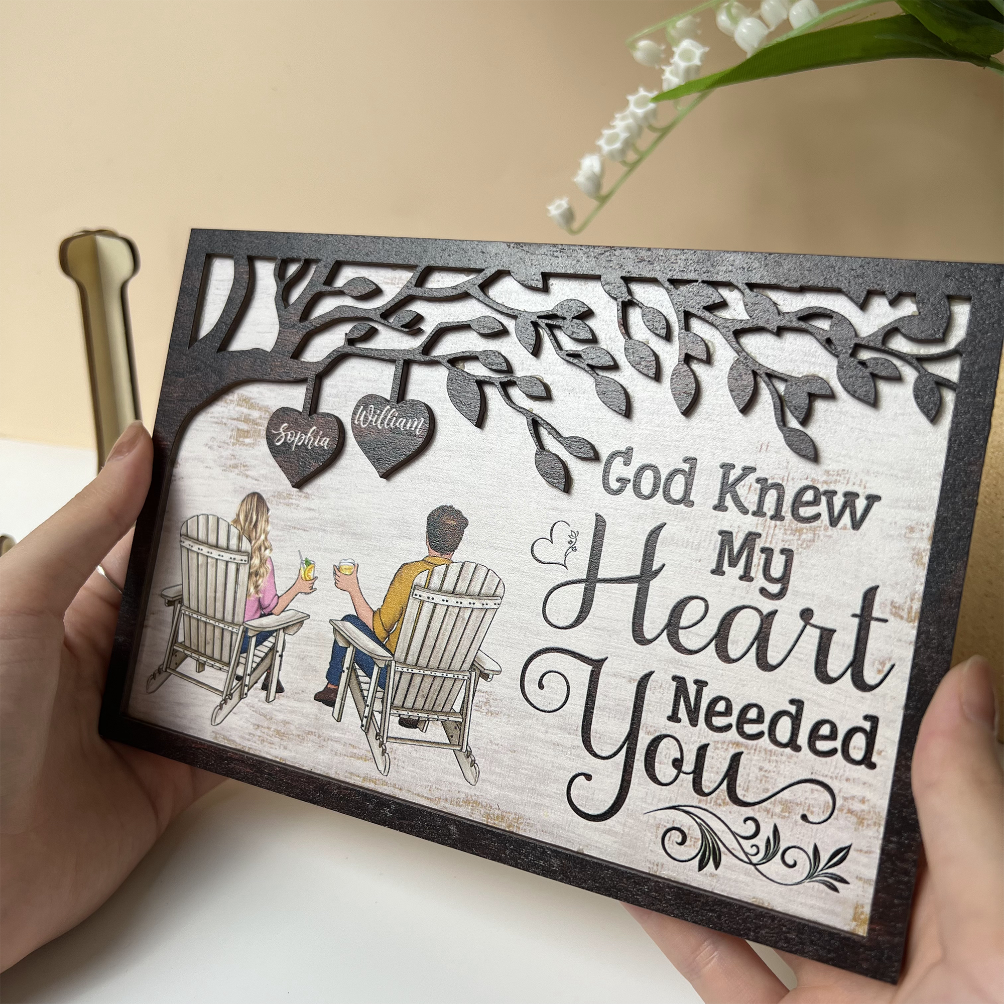 God Gave Me You - Personalized 2 Layers Wooden Plaque - Anniversary Gifts For Her, Him